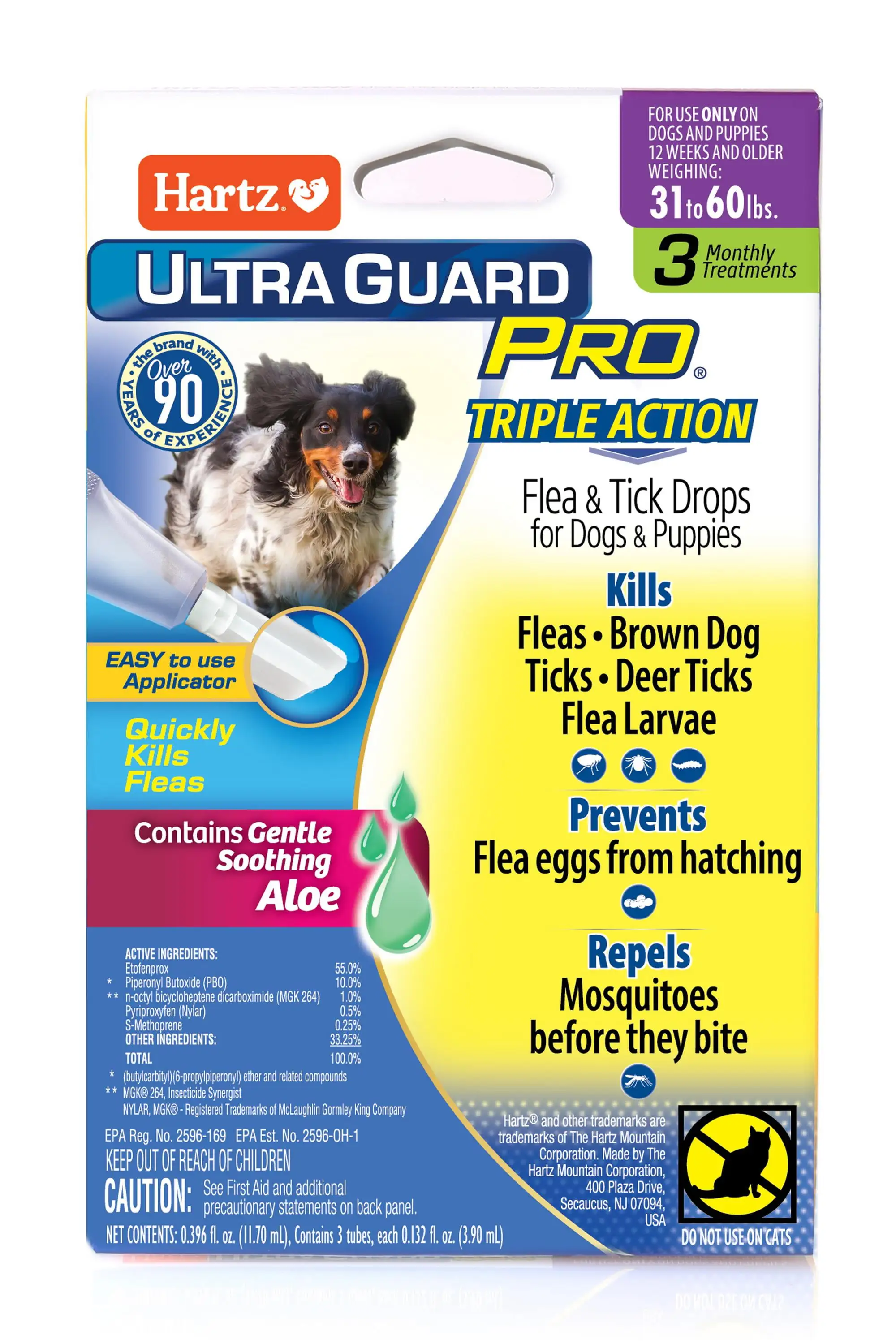 Hartz UltraGuard Pro Flea And Tick Treatment For Large Dogs 30-60lbs. 3 Monthly Treatments