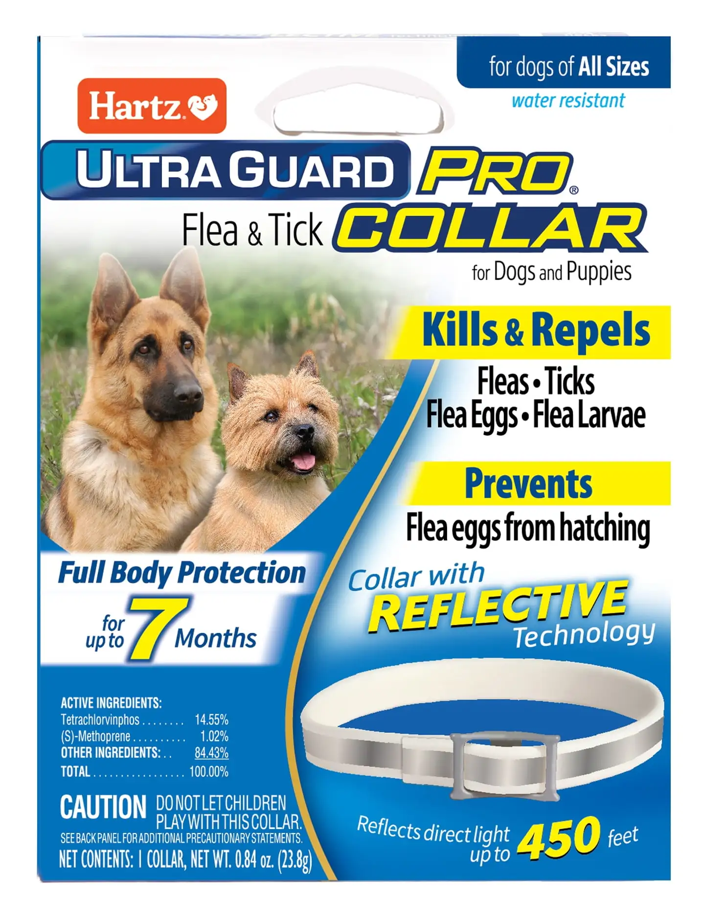 Hartz UltraGuard Pro Reflective Flea & Tick Collar for Dogs and Puppies. 7 Months Protection. 1ct