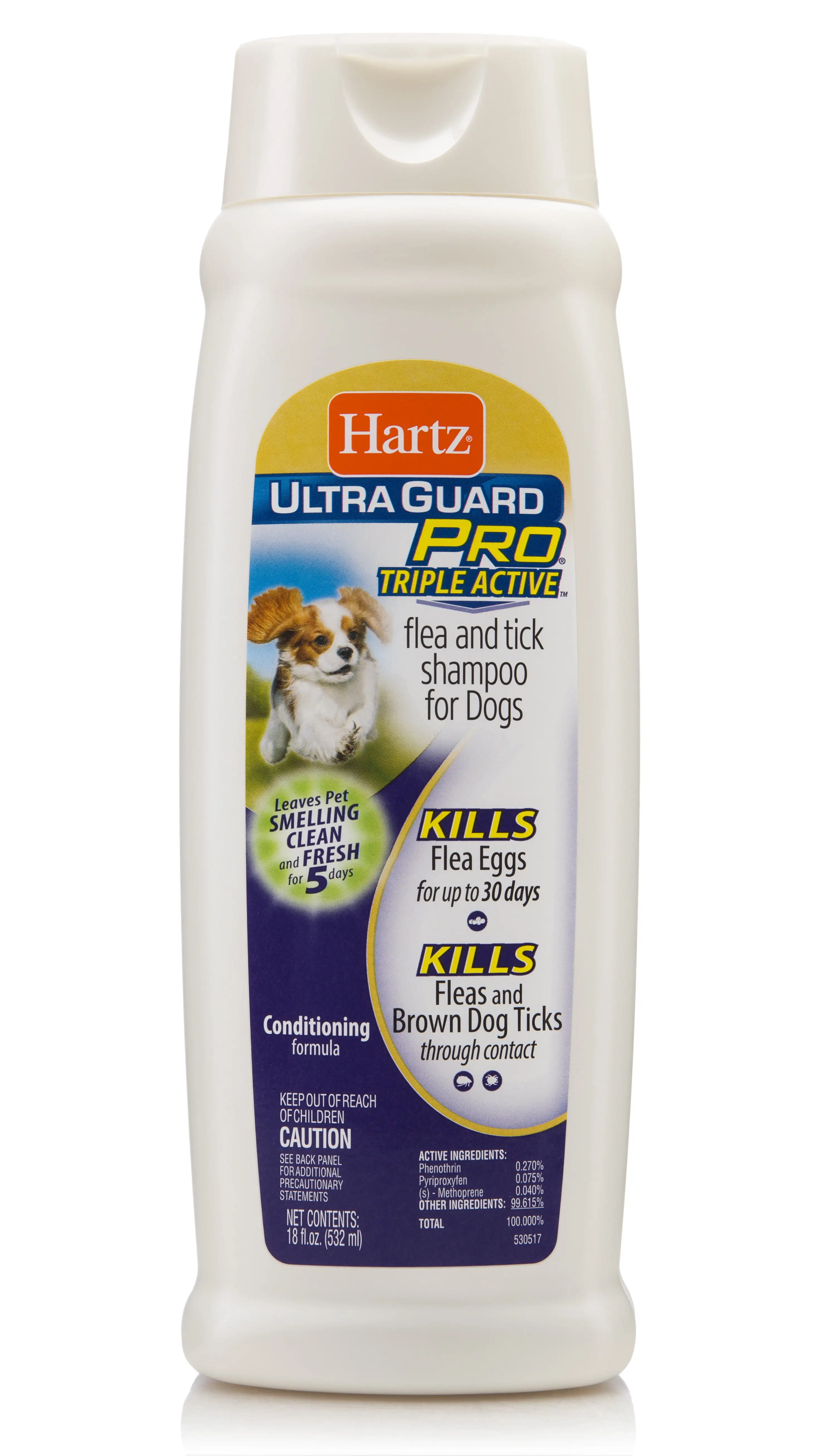 Hartz UltraGuard Pro Triple Active Flea & Tick Shampoo for Dogs. 18 Oz