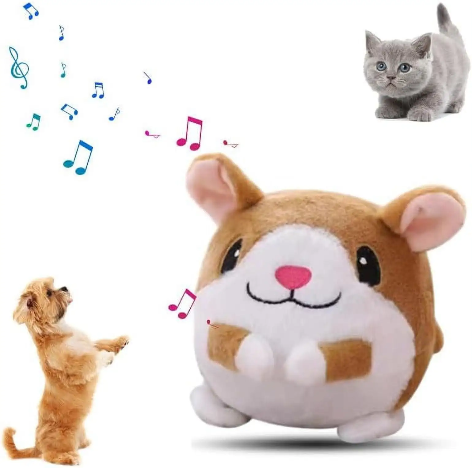 HeaCare Active Moving Pet Plush Toy. 2024 New Interactive Dog Toys Talking Squeaky Moving Ball Toy. Washable Cartoon Pig Plush Sound Electronic Dog Toy. Cute Shake Bounce Toys for Dog Cats