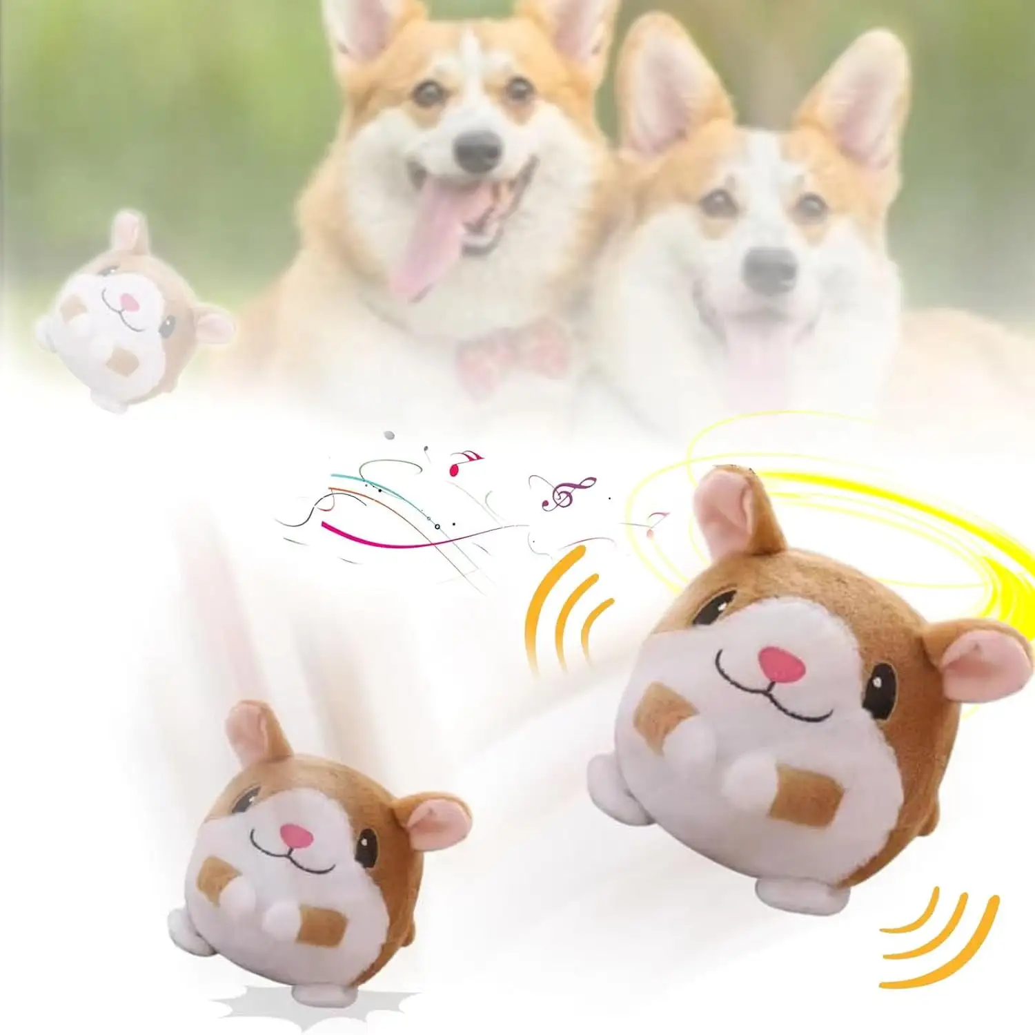 HeaCare Active Moving Pet Plush Toy. Interactive Dog Squeaky Moving Dog Ball Toys. Washable Cartoon Pig Plush Sound Electronic Dog Toy Shake Bounce Boredom Talking Toys for Pets