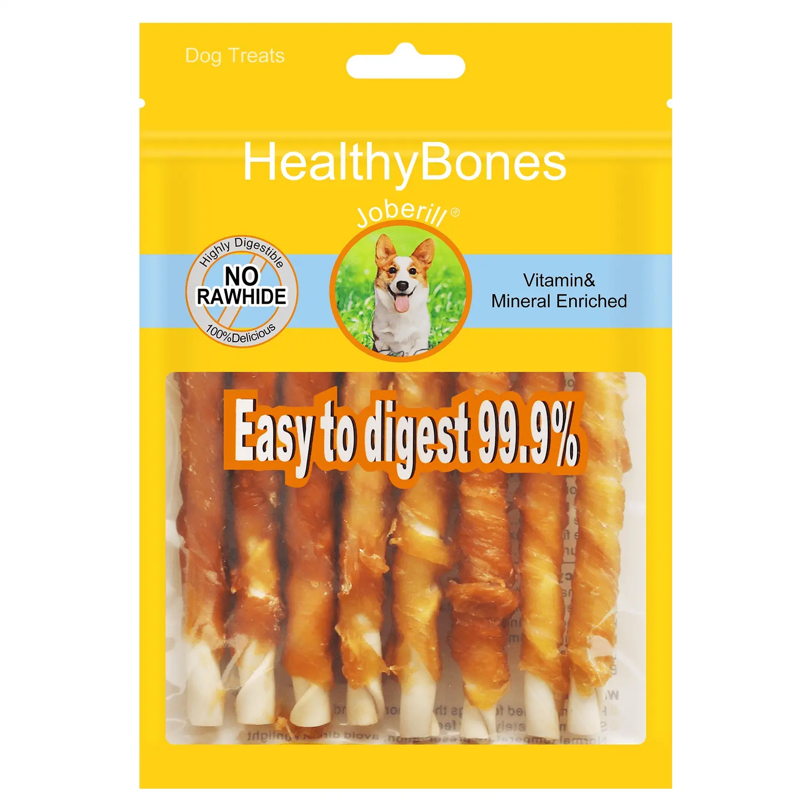 HealthyBones Chicken Breast Wrapped Natural Dog Treats for Airedale Terrier and Other Large Terrier Dogs . 9 Count