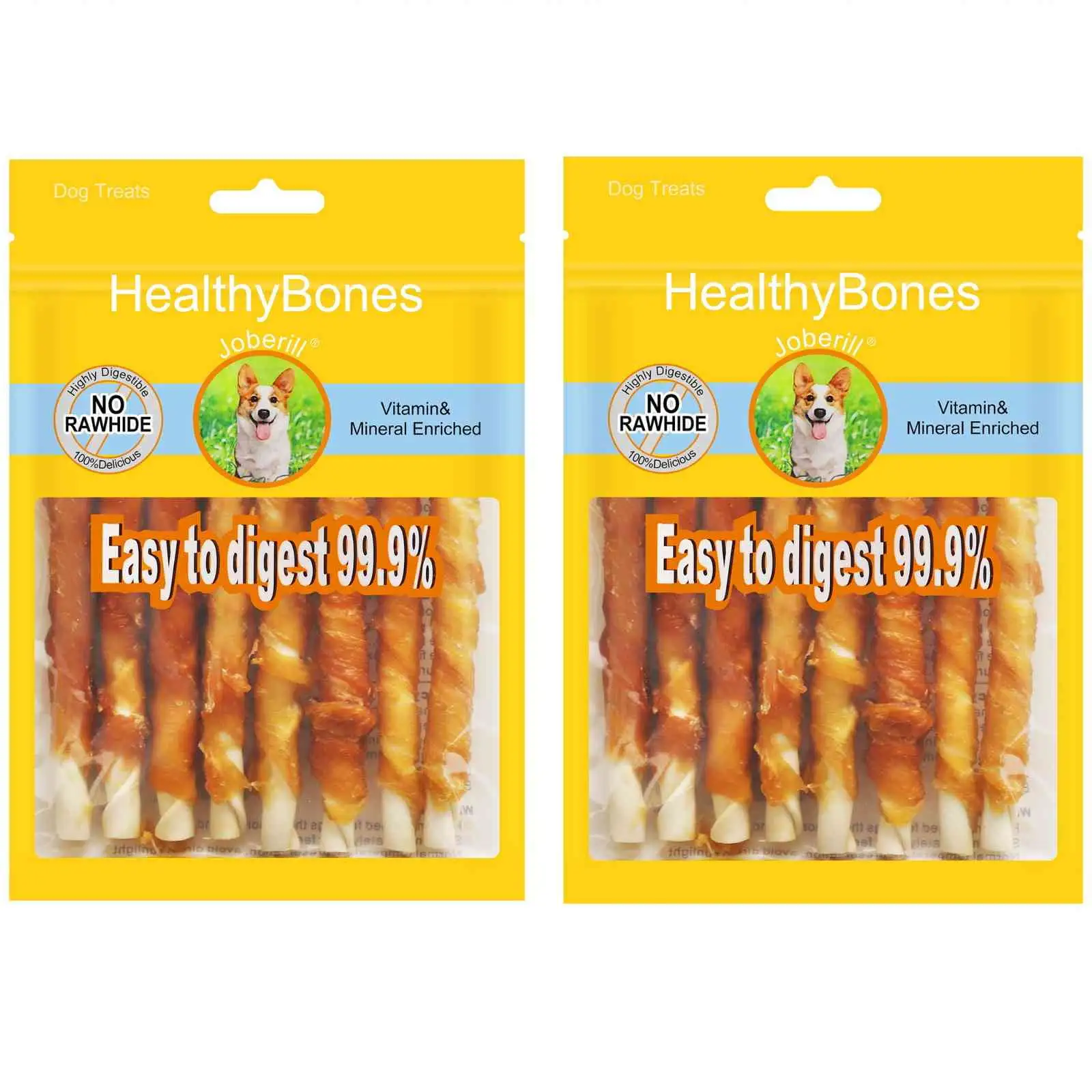 HealthyBones Chicken Breast Wrapped Natural Dog Treats for Caucasian Shepherd Dog and Other Large Working Dogs . 18 Count