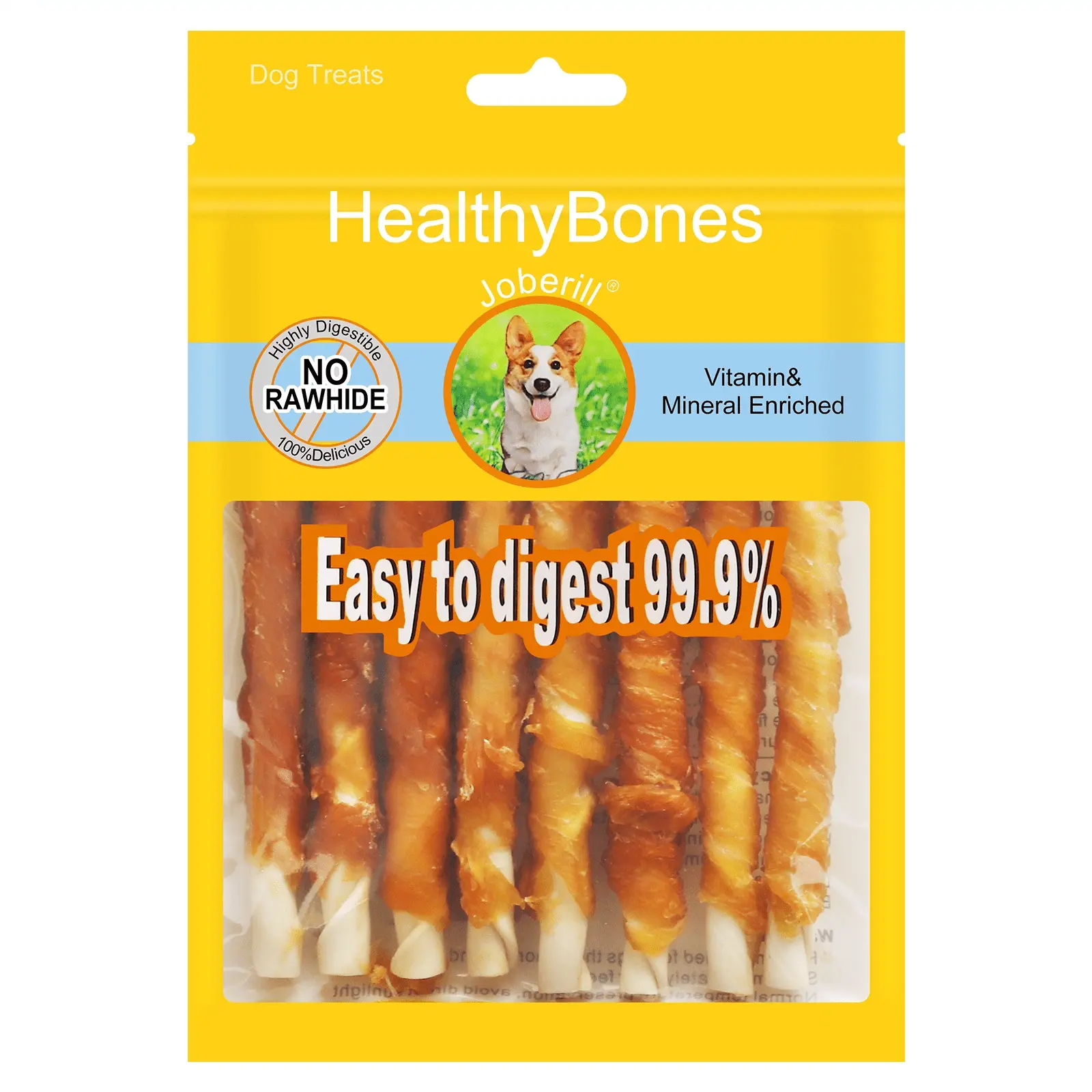 HealthyBones Chicken Breast Wrapped Natural Dog Treats for American Foxhound and Other Med Hound Dogs . 9 Count