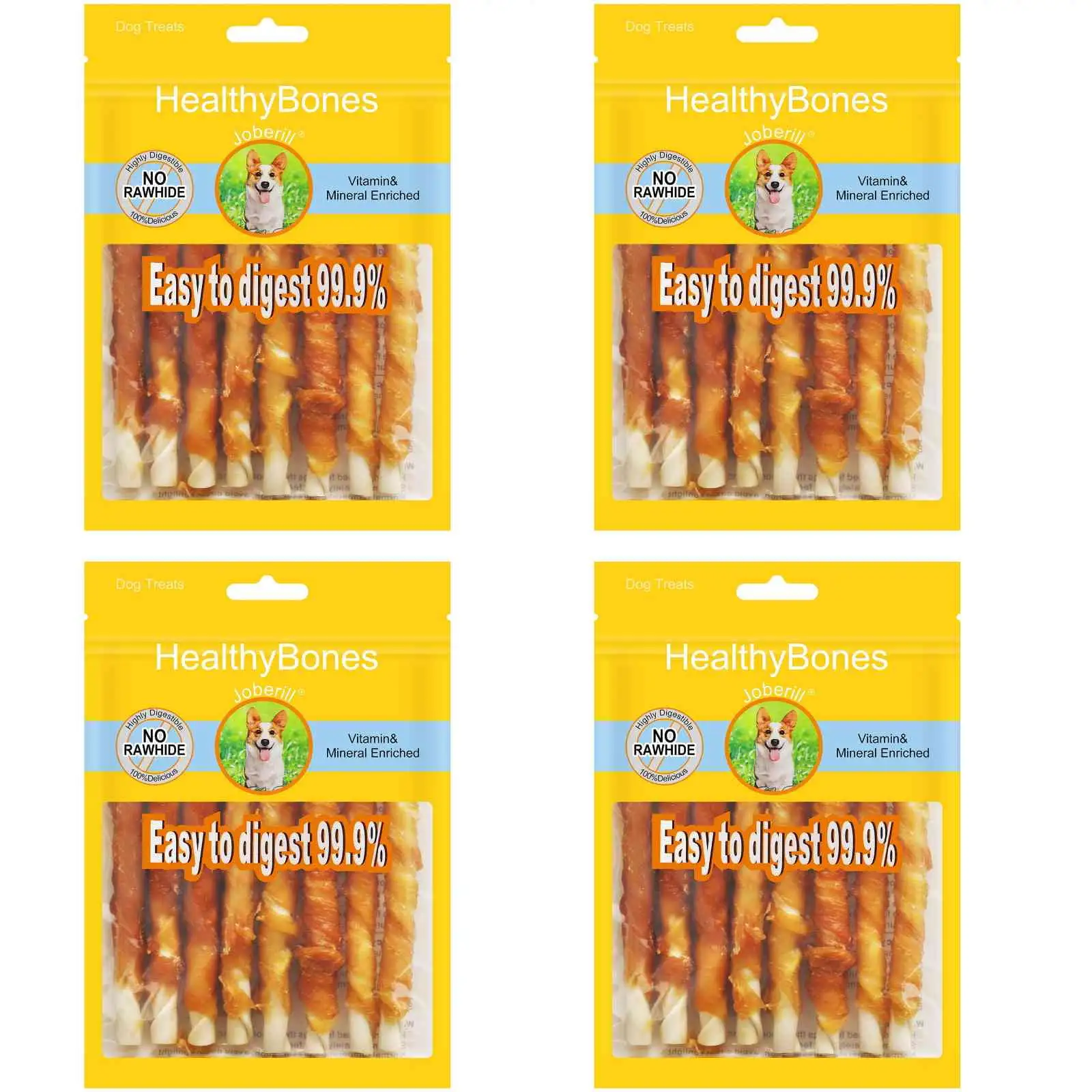 HealthyBones Chicken Breast Wrapped Natural Dog Treats for Cardigan Welsh Corgi and Other Med Herding Dogs . 36 Count