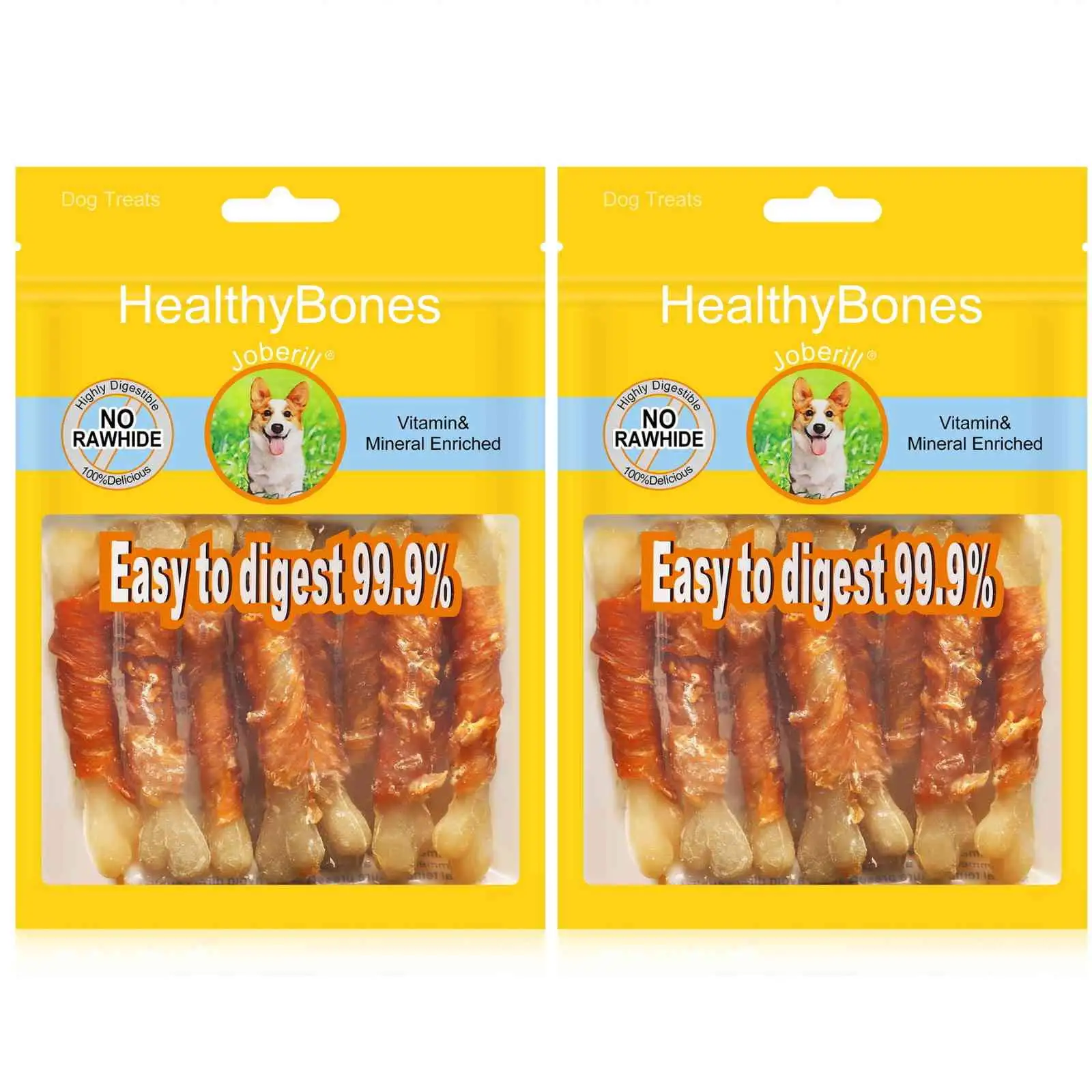 HealthyBones Rawhide Free Healthy Foods for Bassador and Other Large Mixed Breed Dogs . Chicken Wrapped Sticks Dog Foods. Soft Chewy Foods for Training Rewards . 18 Count