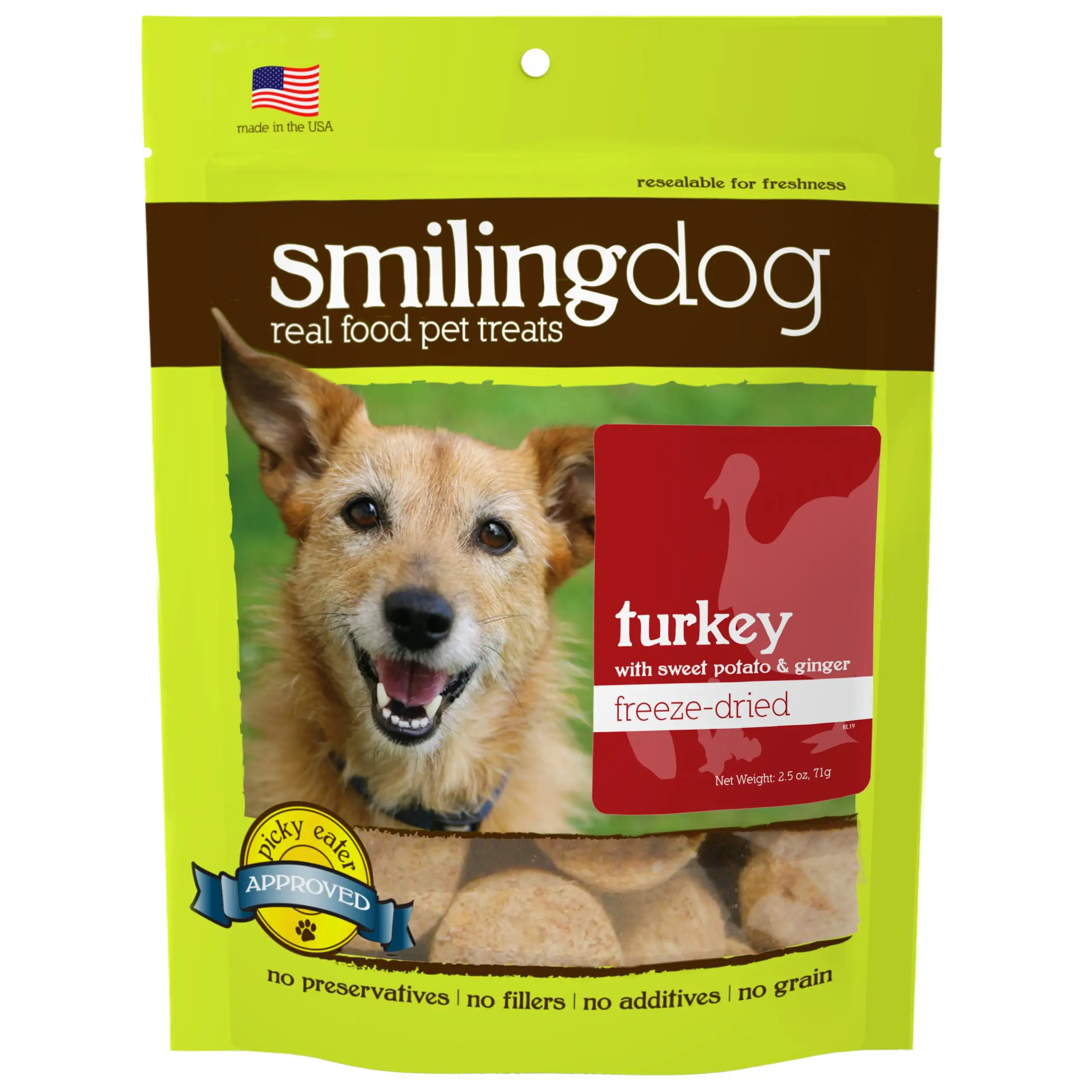 Herbsmith Smiling Dog Treats ?C Freeze Dried Raw Turkey. Sweet Potato. & Ginger ?C That's 100% it ?C Gluten + Grain Free ?C A ?C 2.5 Ounce