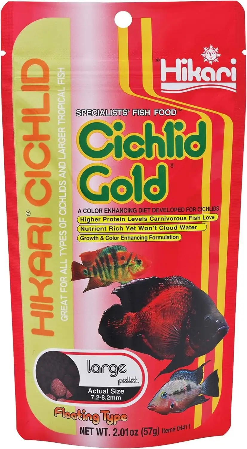 Hikari Cichlid Gold Floating Pellets for Pets. 2-Ounce. Large