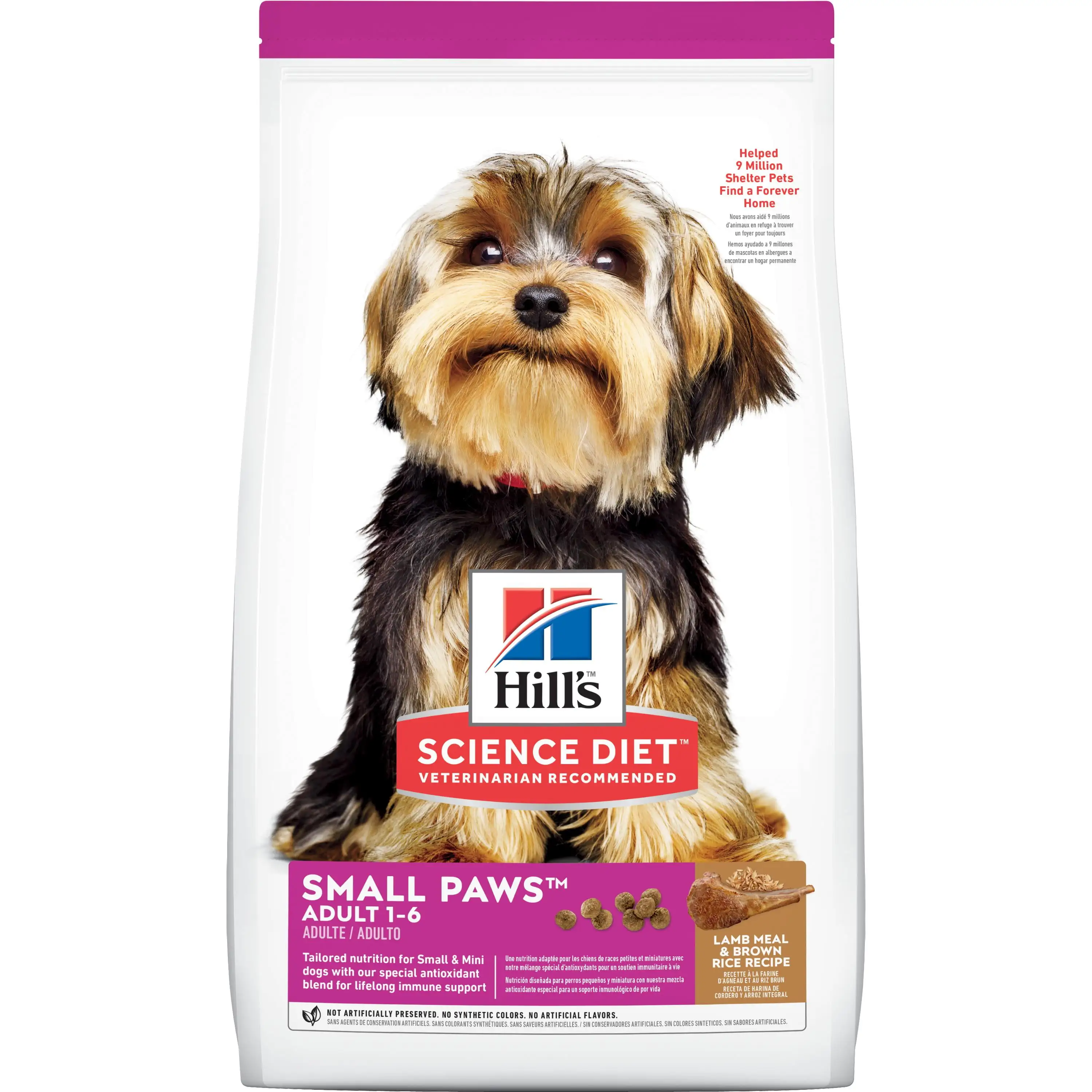 Hill's Science Diet Adult Small Paws Lamb Meal & Brown Rice Recipe Dry Dog Food. 4.5 lb bag