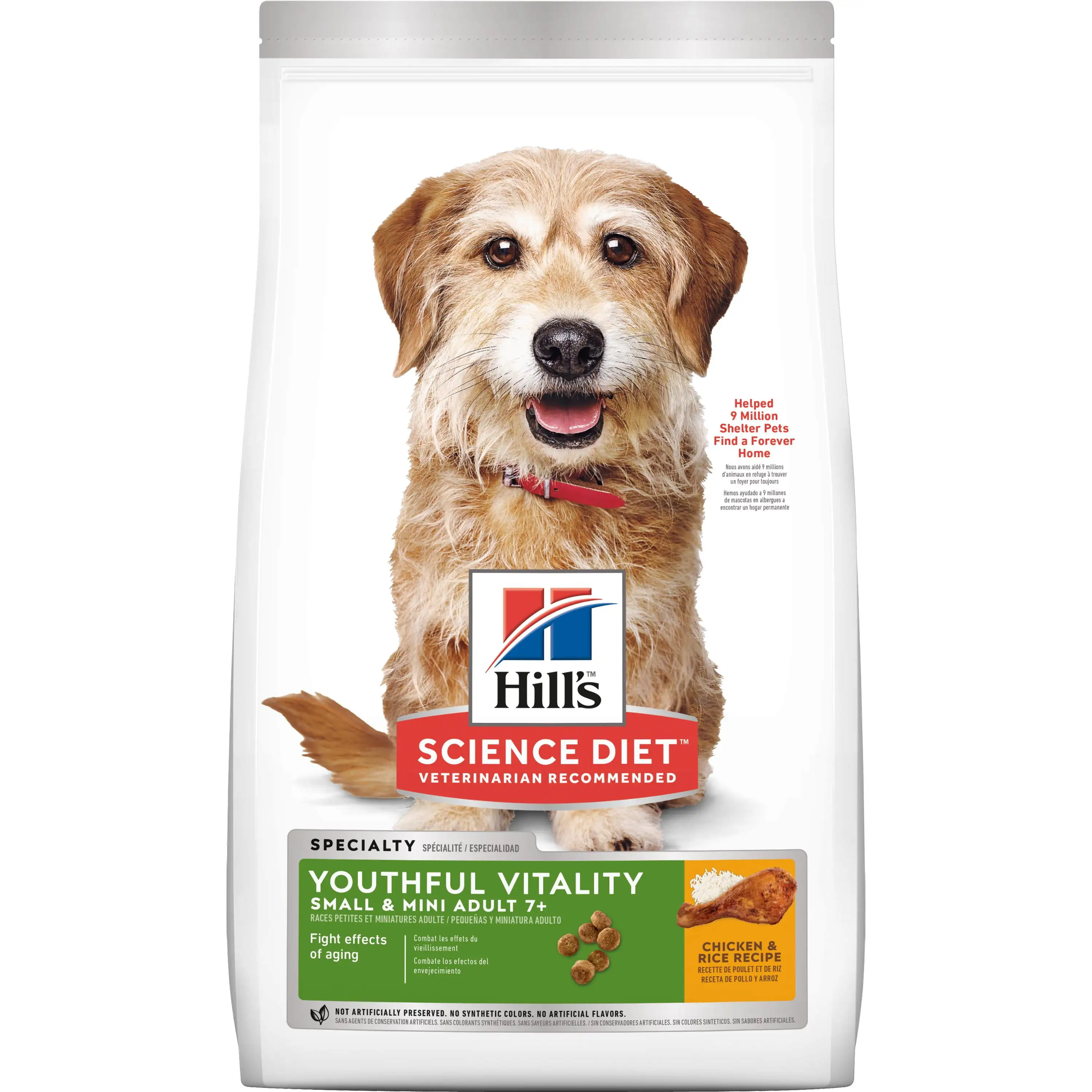 Hill's Science Diet Senior 7+ Youthful Vitality Small & Mini Chicken & Rice Recipe Dry Dog Food. 3.5 lb bag