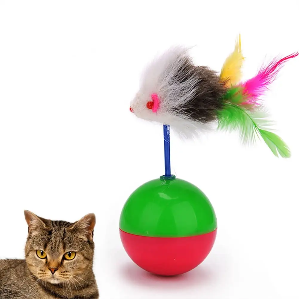 Hobeauty Pet Colorful Feather cat Toys - Cat Tumbler Mouse Toys. Cat Interactive Self hi Toys. Ball Toys