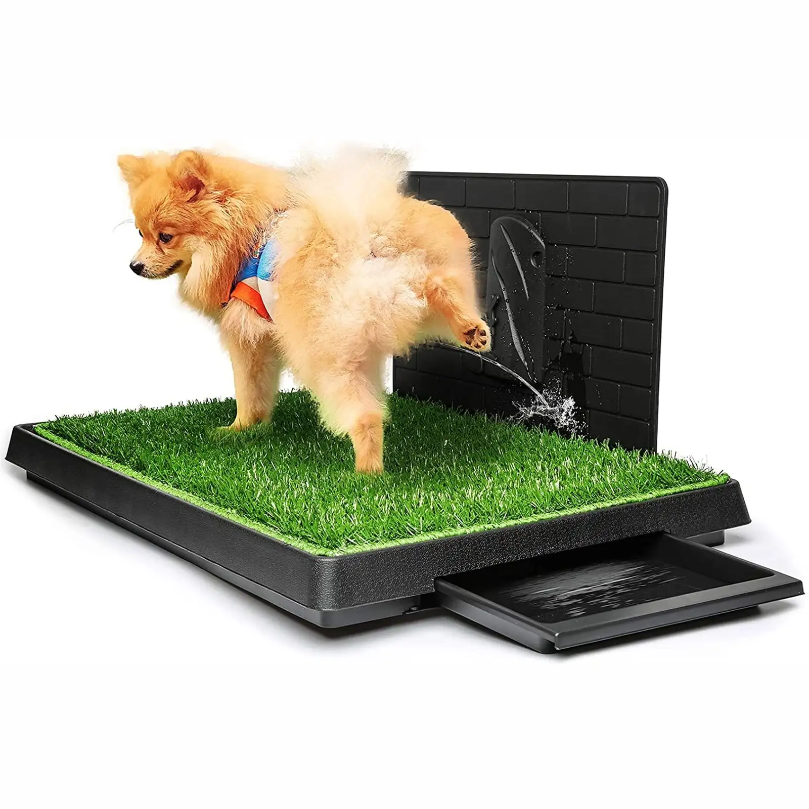 Hompet Dog Potty with Tray Large 30''x20''. Artificial Grass Patch for Indoor and Outdoor Use. Puppy Turf Grass Pad Reusable Training Pads with Pee Baffle. Ideal for Medium and Small Dogs