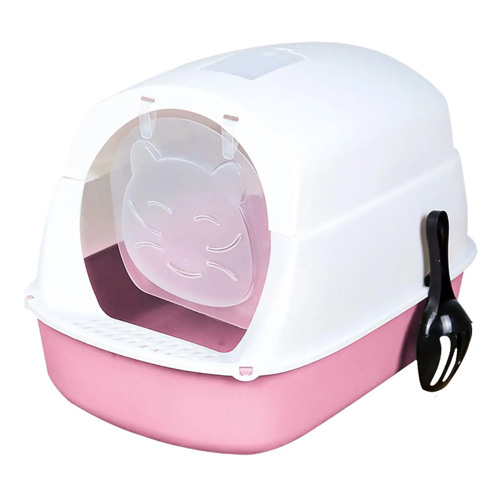 Hooded Cat Enclosed Cat Toilet Reusable Detachable Pet Pink