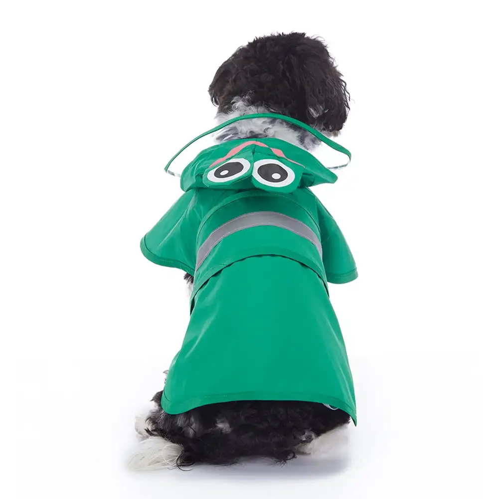 Hooded Pet Raincoat Reflective Cute Frog Reflective for Small Medium and Large Dogs and Cats XS-4XL