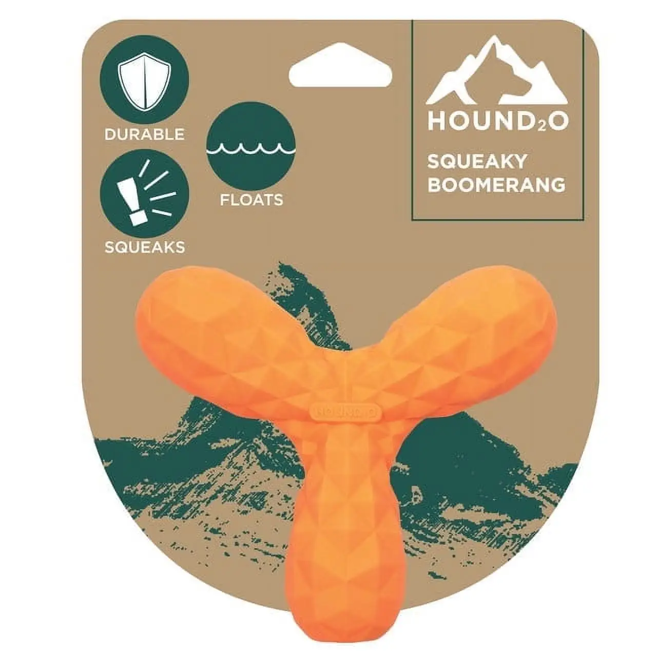 Hound2O Dog Chew Toys - Squeaky Boomerang. Orange - Tough. Engaging. & Interactive for All Breeds- Chew. Chase. & Fetch - Durable Non-Toxic Materials Materials That Float. Easy to Clean Outdoor Play