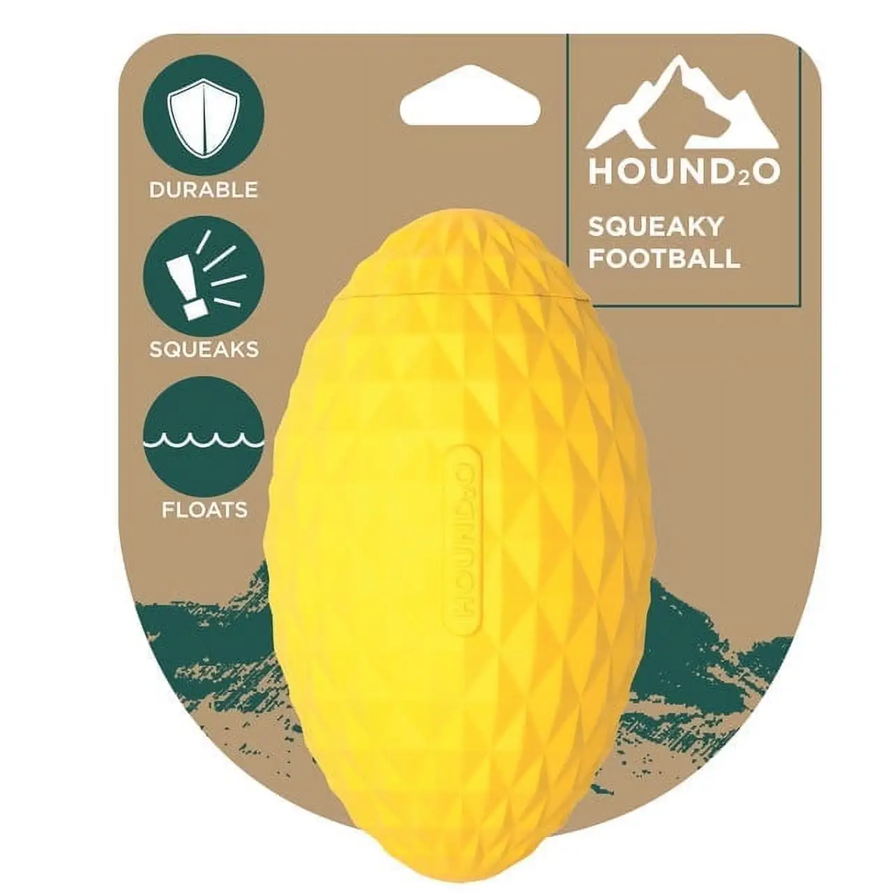 Hound2O Dog Chew Toys - Squeaky Durable Football. Yellow Small Football- Chew. Chase. & Fetch