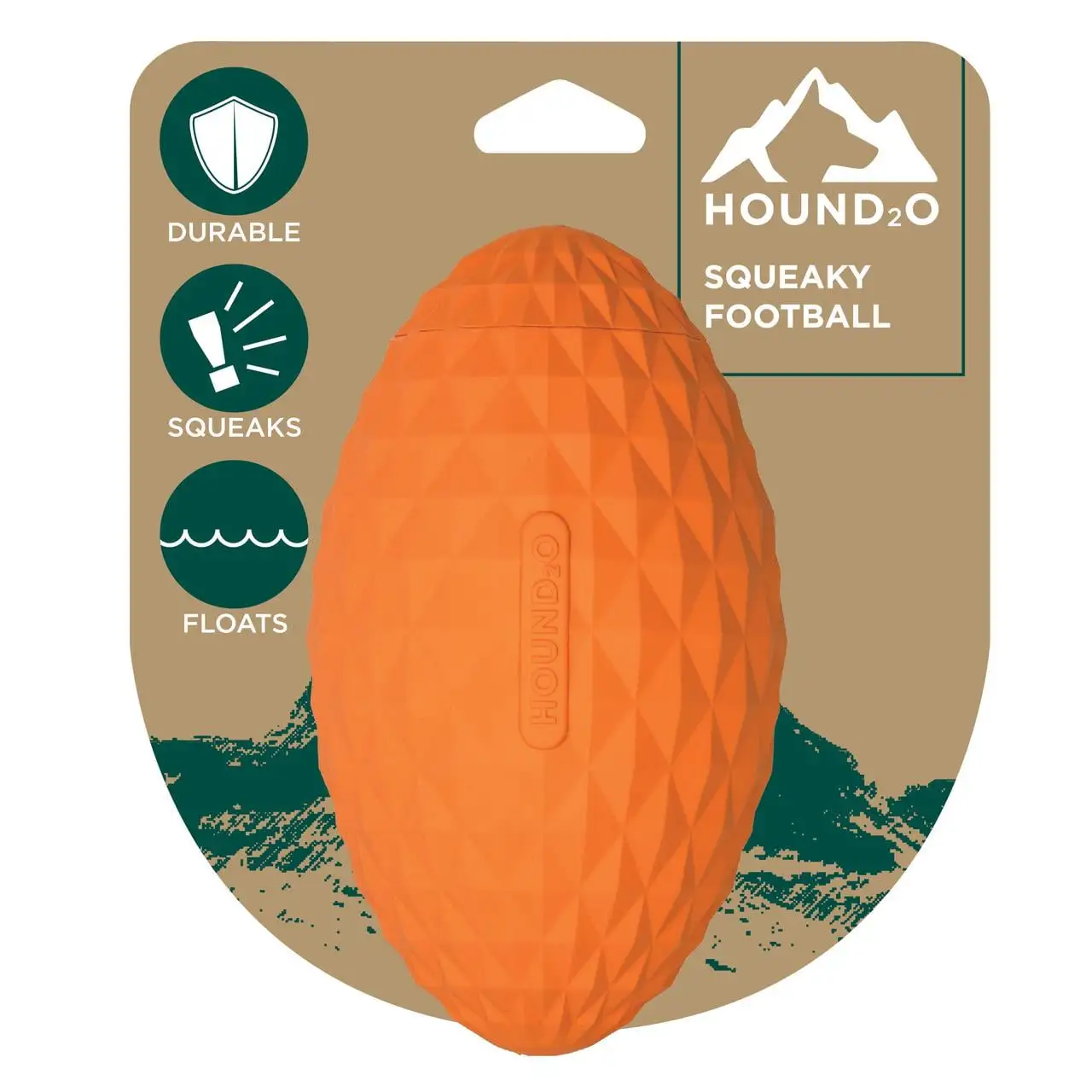 Hound2O Dog Chew Toys - Squeaky Football. Orange - Durable Small Football Shaped Ball - Chew. Chase. & Fetch