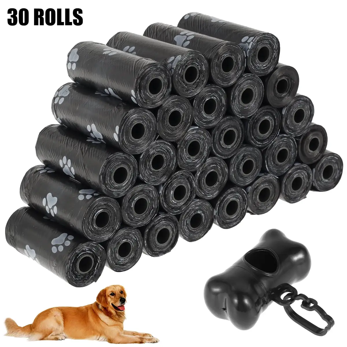 Hvxrjkn 30 Rolls Dog Poop Bags with Dispenser. Extra Strong and Durable.Biodegradable Leak Proof Bags for Dogs