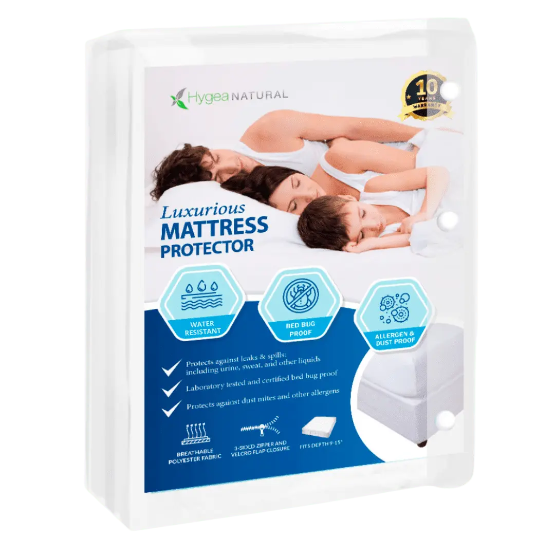 Hygea Natural Luxurious Mattress Protector - Water Resistant. Bed Bug Proof. Allergen Dust Proof Zippered Mattress. Twin