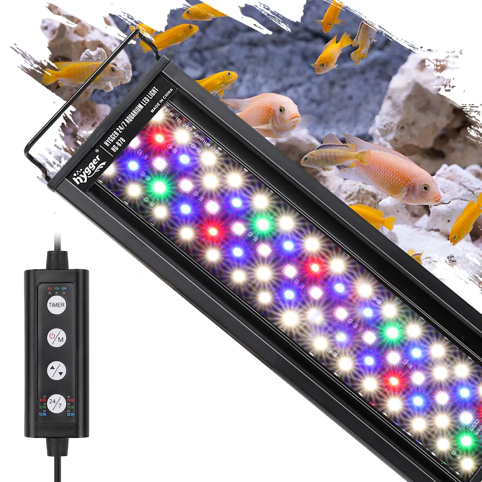 Hygger Aquarium Light. 18W LED Fish Tank Light for 18-24 Inch Fish Tank Freshwater Planted. 24/7 Lighting Cycle 6 Colors Full Spectrum. Build in Timer Sunrise Sunset Auto On Off