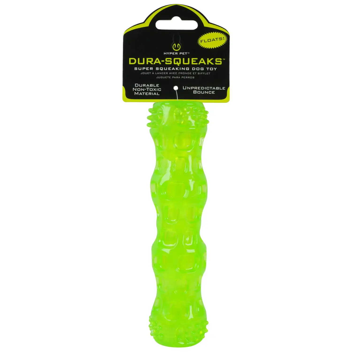 Hyper Pet Dura Squeaks Stick Dog Chew Toys. Medium. Green