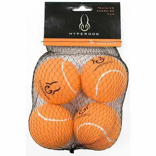 Hyper Pet Tennis Balls Dog Fetch Toys for Small Medium Dogs. Orange. Pack of 4