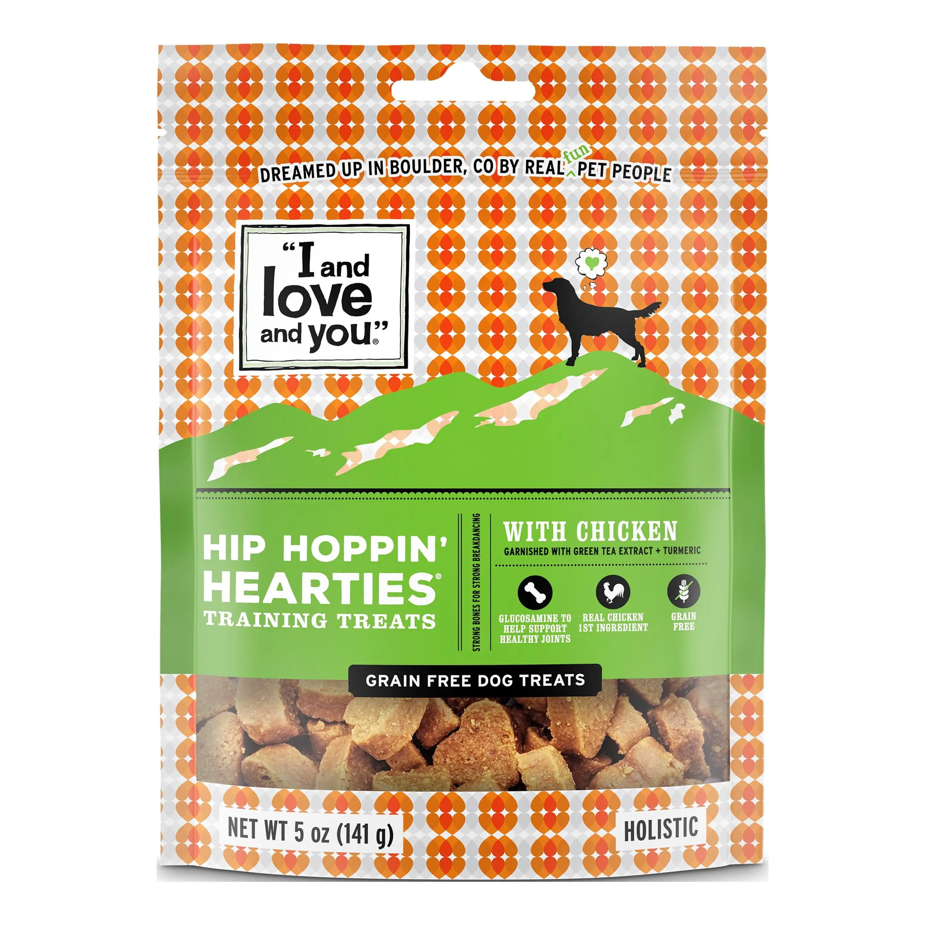 I and love and you Hip Hoppin' Hearties Dog Treats. Joint-Support Chicken. 5 Oz