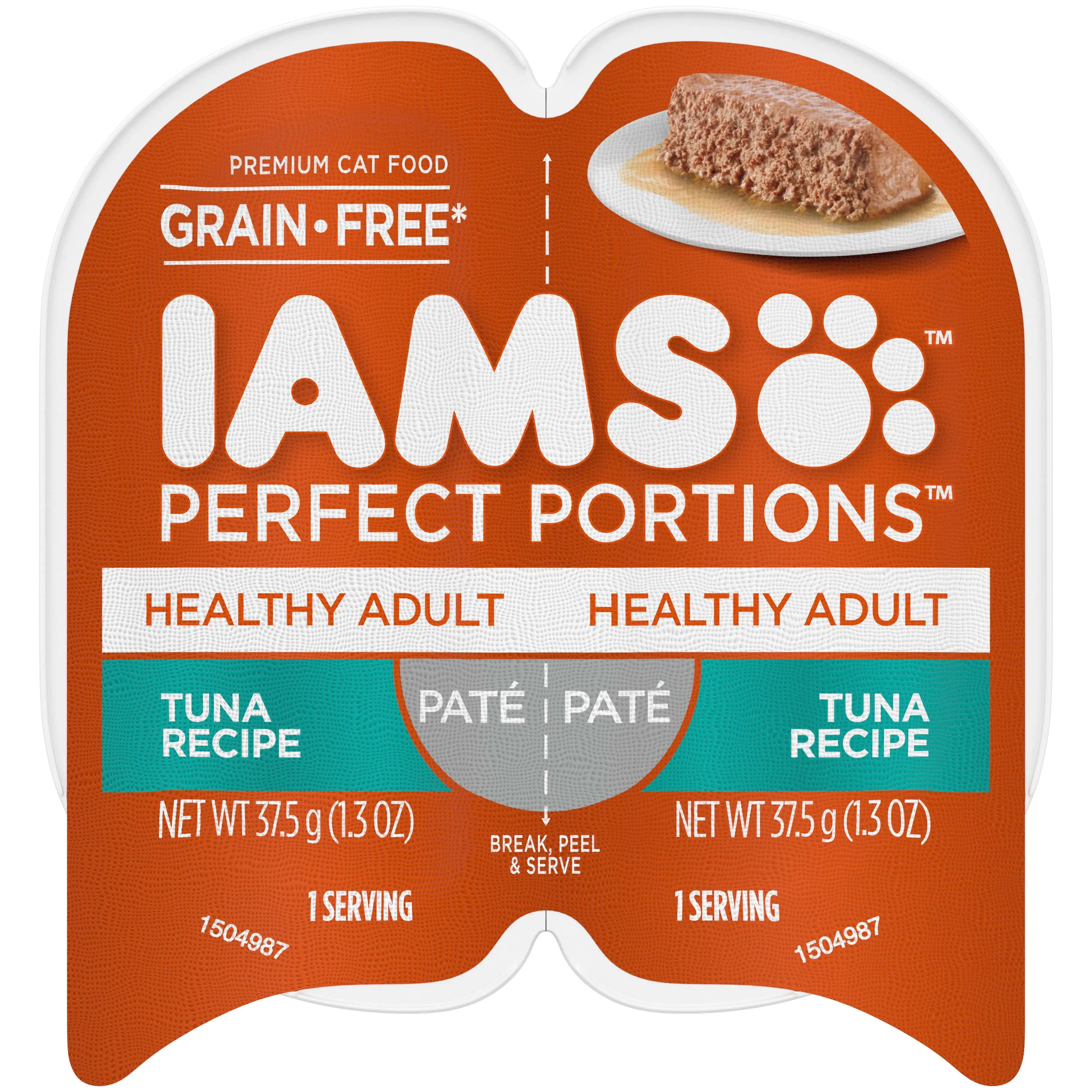 IAMS PERFECT PORTIONS Healthy Adult Grain Free Wet Cat Food Pat??. Tuna Recipe. 2.6 oz. Easy Peel Twin-Pack Tray