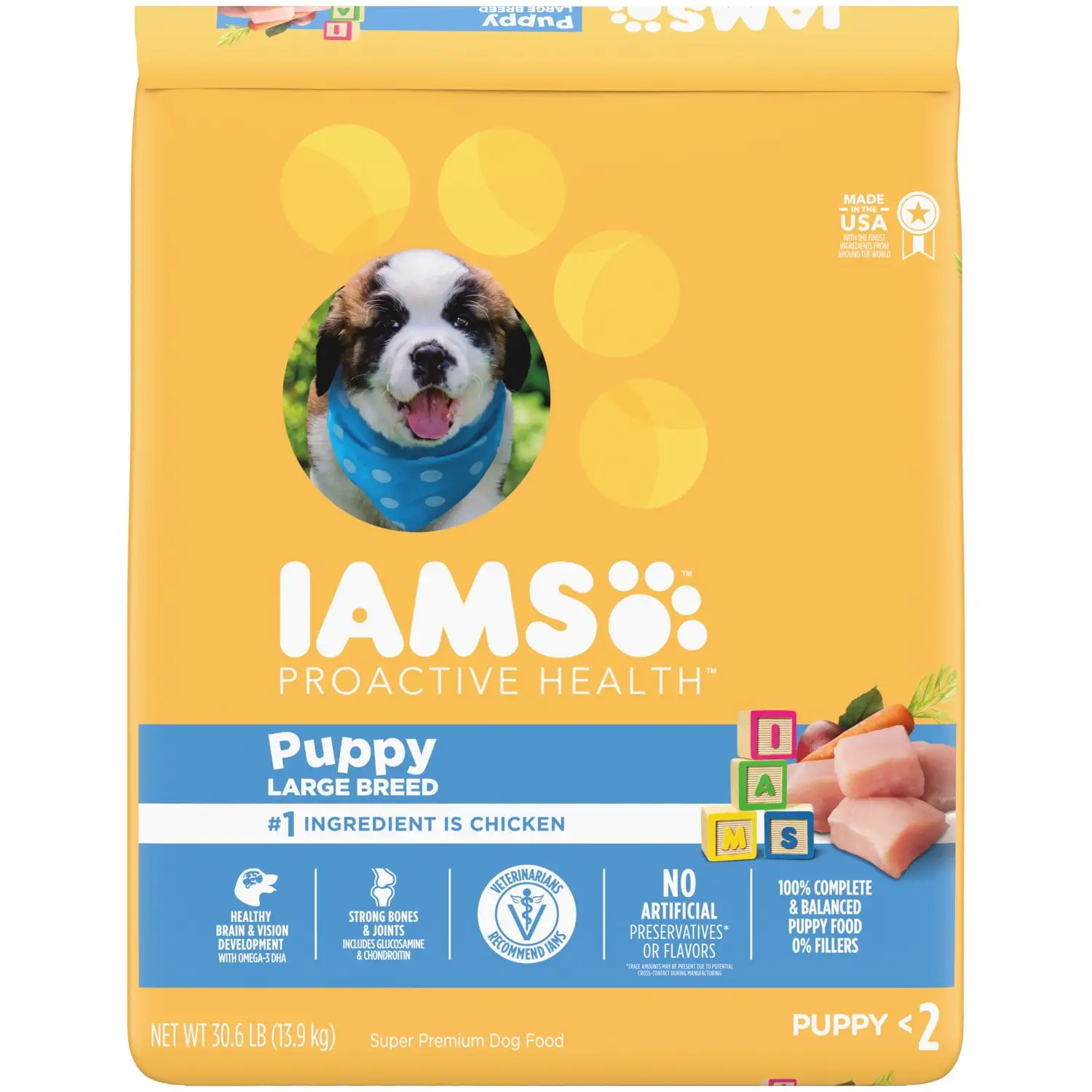 IAMS Proactive Health Chicken Dry Dog Food for Puppies. 30.6 lb Bag