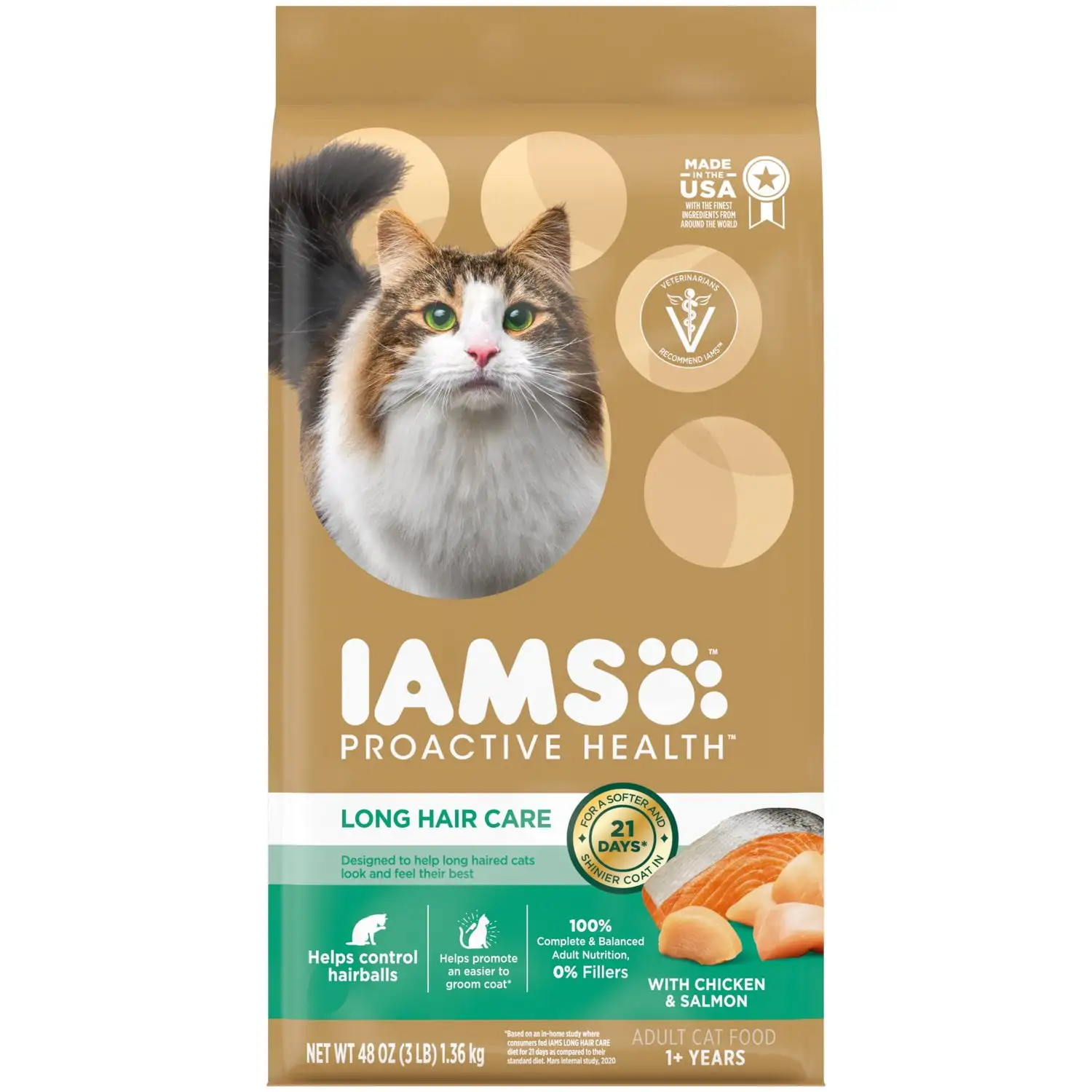 IAMS Proactive Health Chicken and Salmon Dry Cat Food. 3 lb Bag