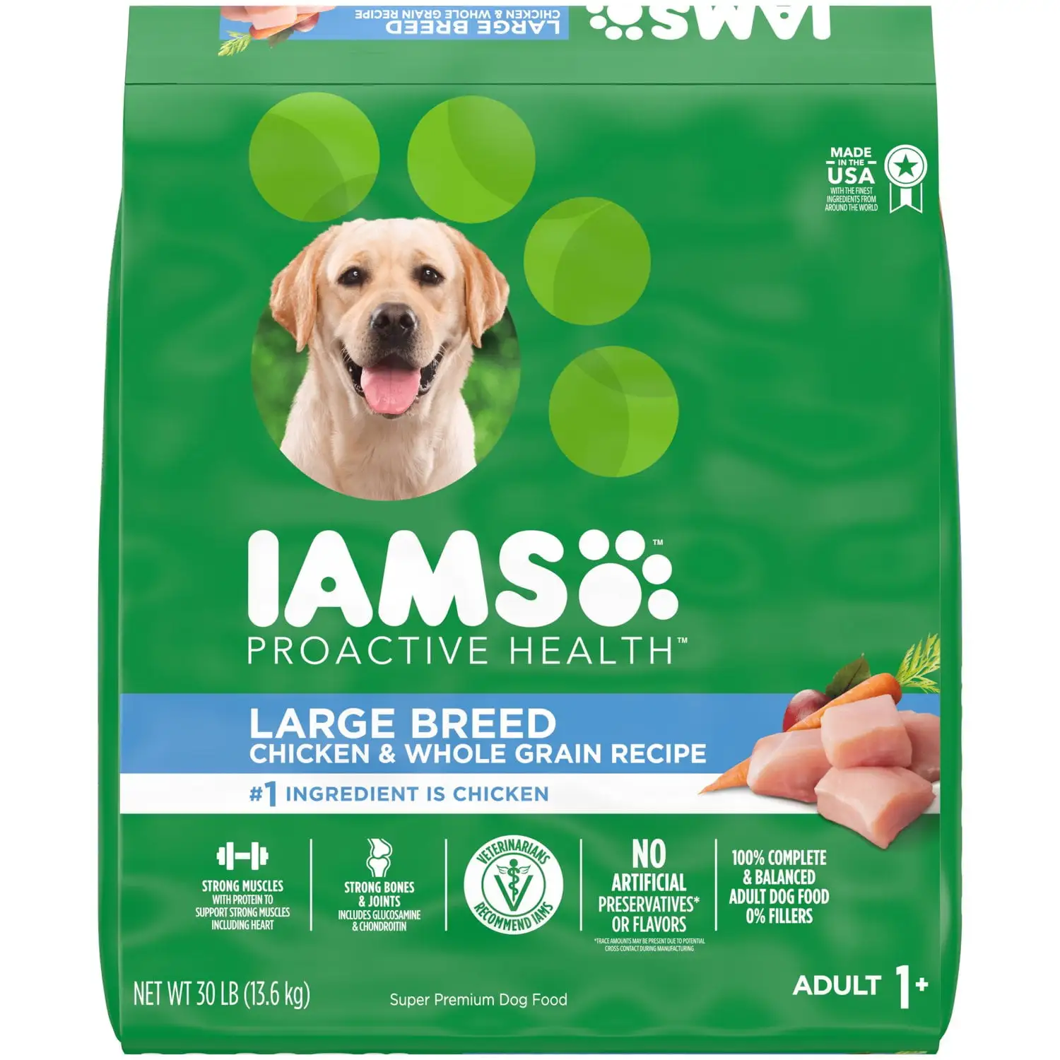 IAMS Proactive Health Chicken and Whole Grain Recipe Dry Dog Food. 30 lb Bag