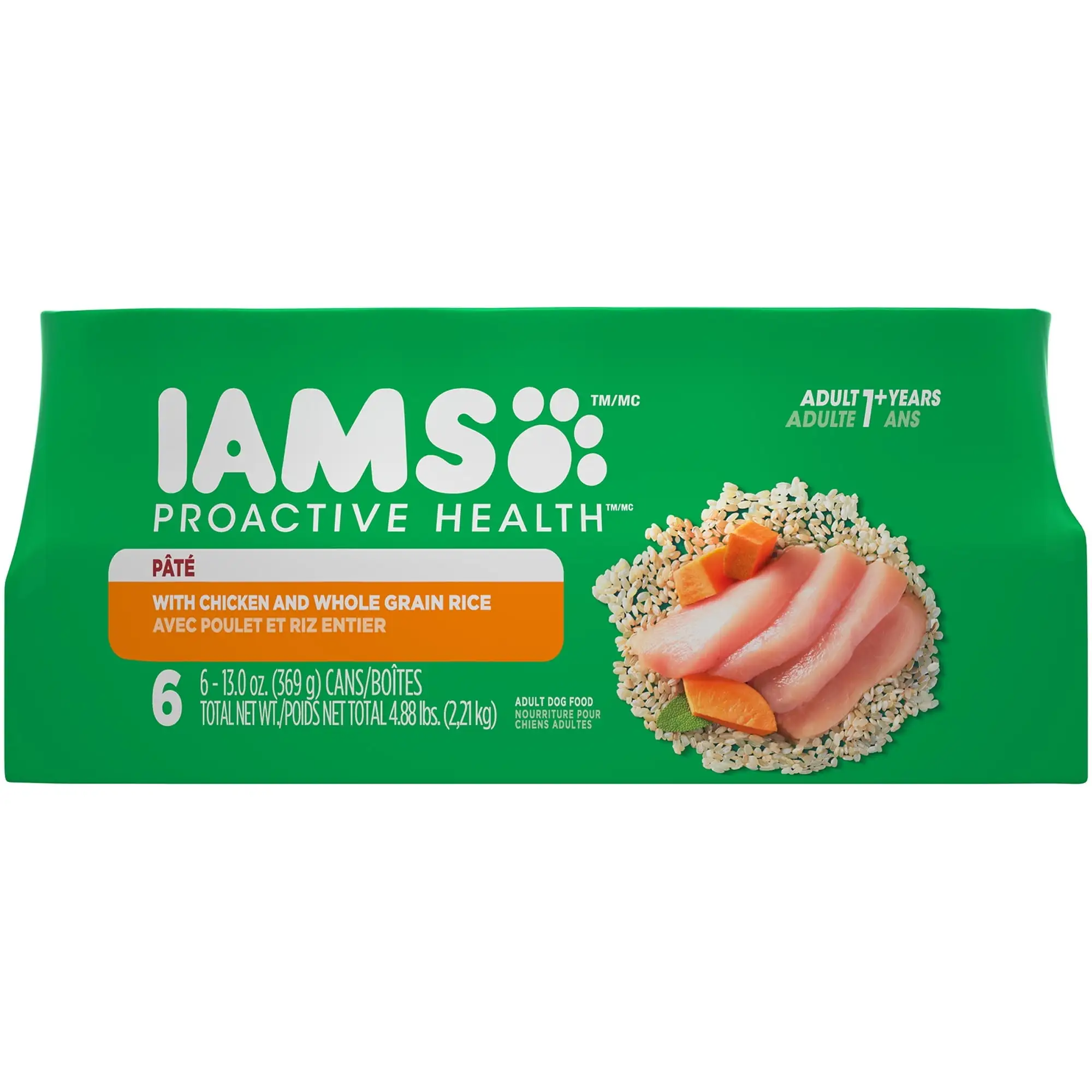 IAMS Proactive Health Chicken and Whole Grain Rice Wet Dog Food. 13 oz Cans (6 Pack)