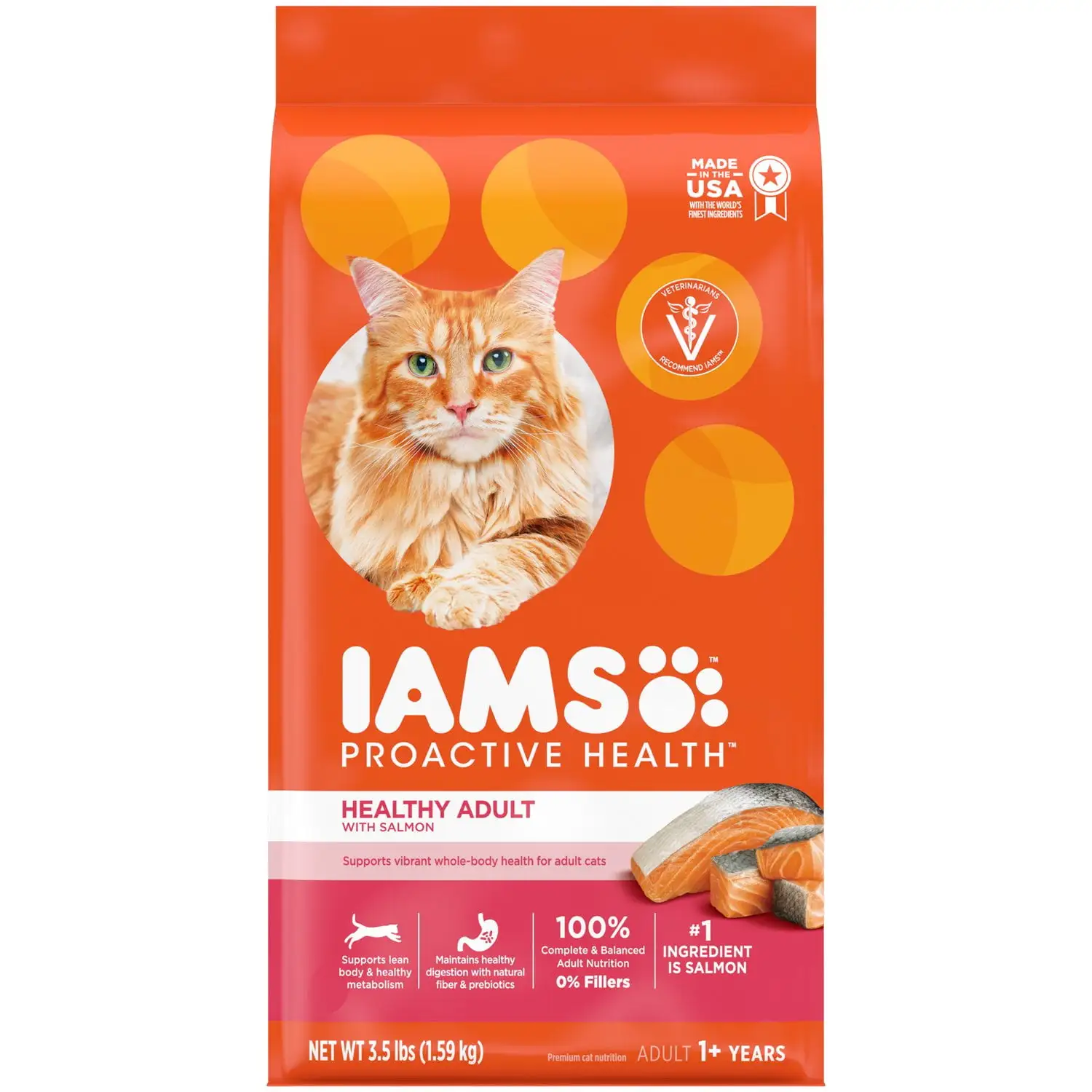 IAMS Proactive Health Salmon Dry Cat Food. 3.5 lb Bag