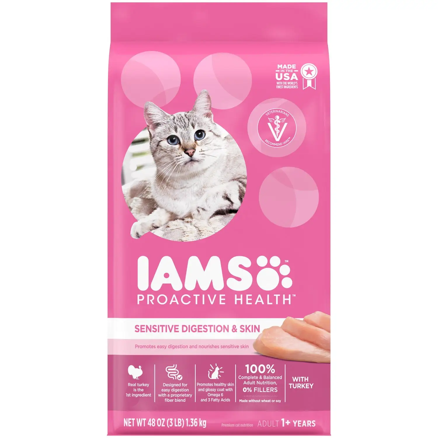 IAMS Proactive Health Turkey Dry Cat Food. 3 lb Bag