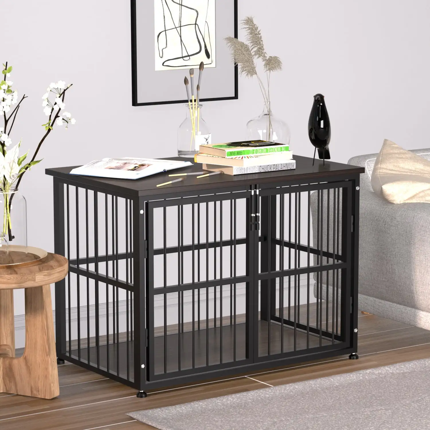 ICLBC 48Inch Heavy Duty Dog Crate Furniture Style for Medium and Large Dogs. Wooden Dog Crate End Table