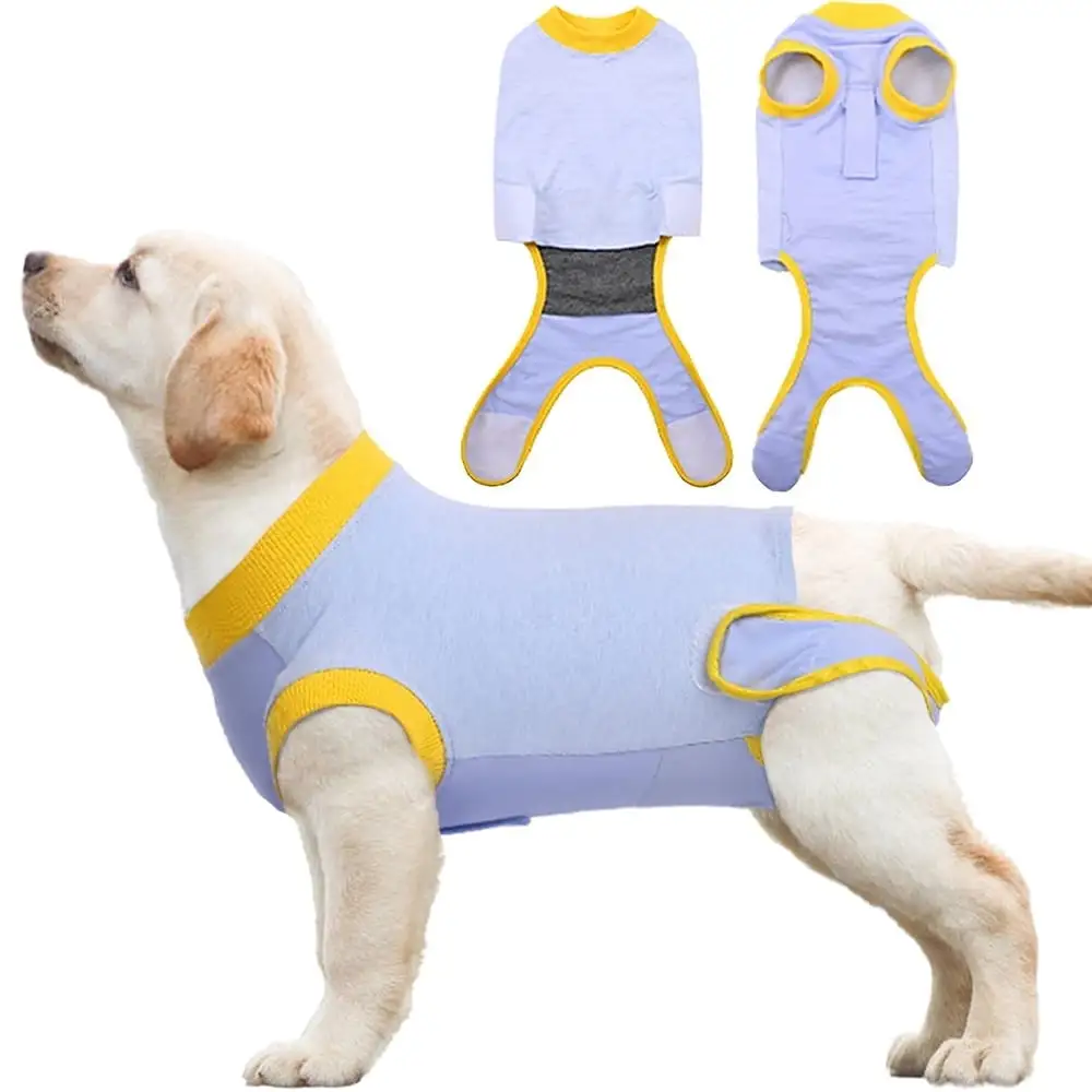 IDOMIK Breathable Dog Surgery Recovery Suit Elastic Dog Recovery Suit Anti-Licking Dog Onesies for Wounds Skin Diseases E-Collar Alternative(Blue)