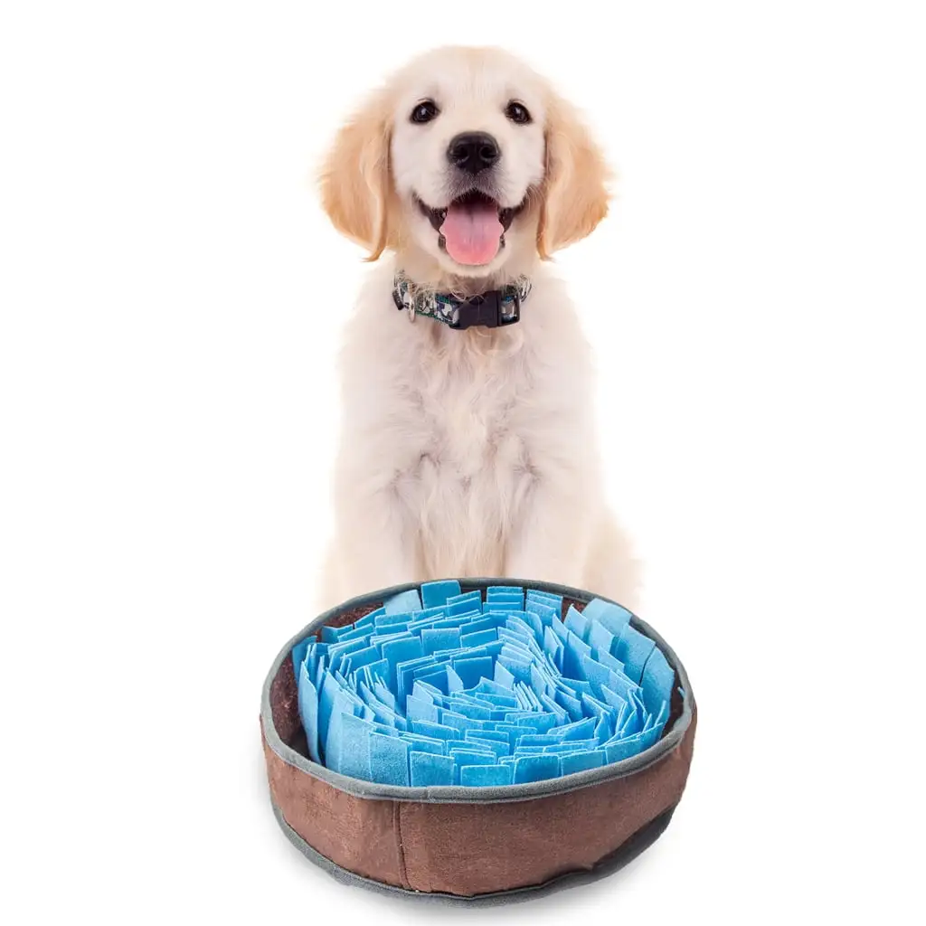 IFOYO Dog Snuffle Mat. Pet Feeding Mat Training Foraging Sniffing Pad Encourages Natural Foraging Skills for Cats Dogs Portable Travel Use for Stress Release. Blue