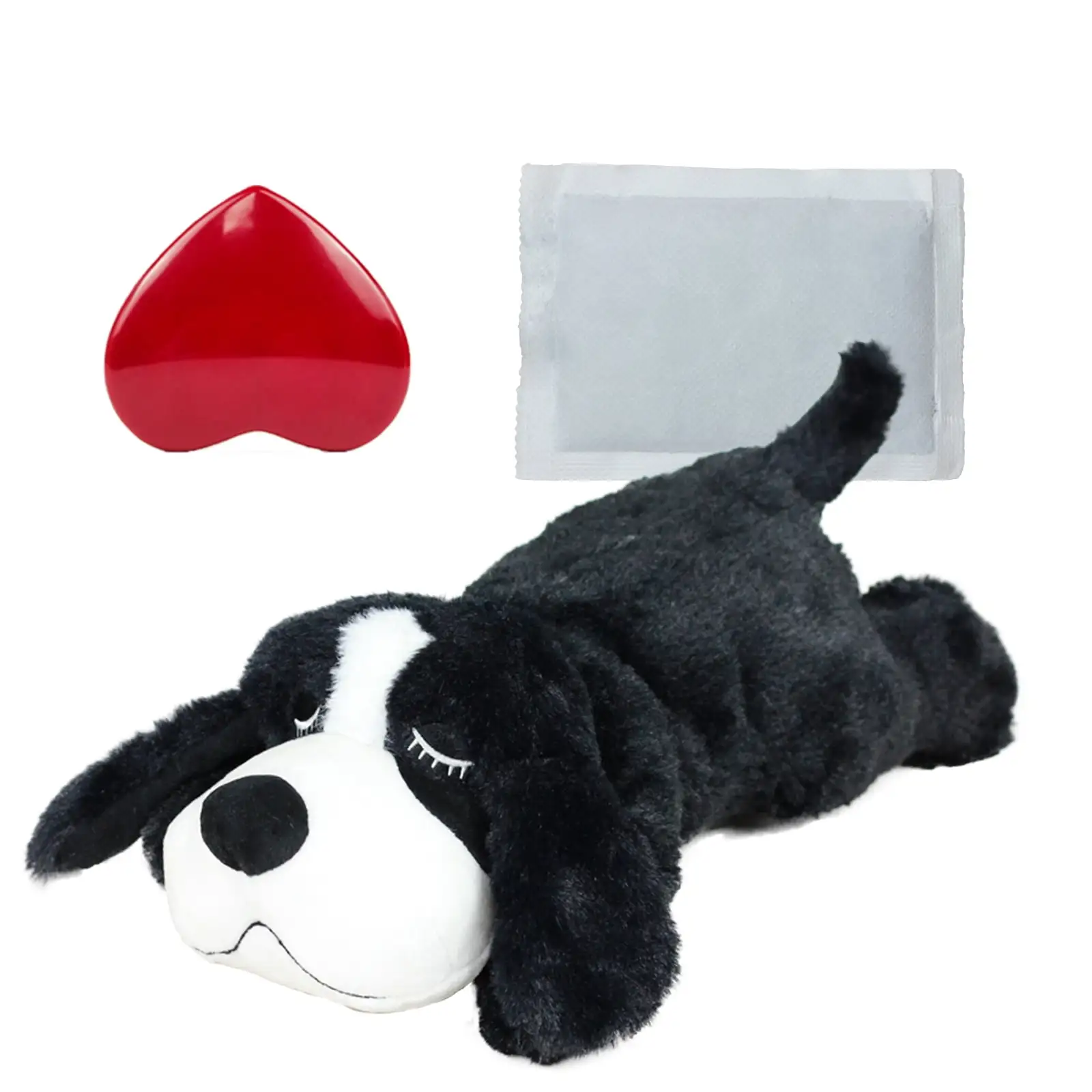 IFOYO Puppy Heartbeat Stuffed Toy. Calming Create Training Sleep Behavioral Aid Dog Toys Pet Anxiety Relief. Black White