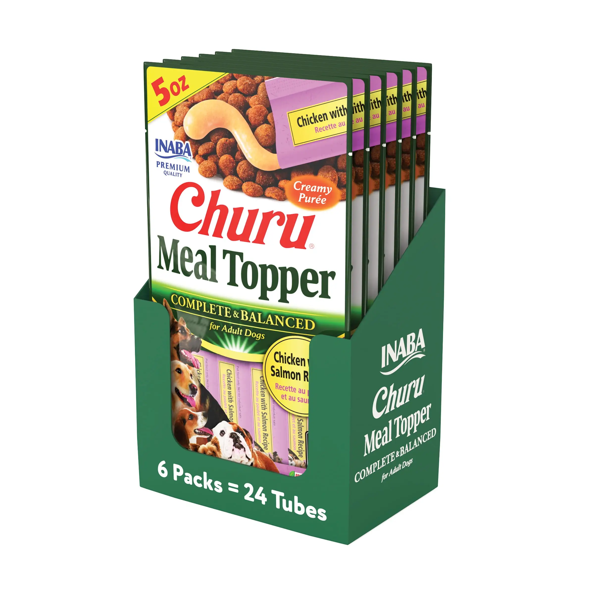 INABA Churu Meal Topper Chicken with Salmon Recipe Wet Dog Food. Grain Free. 1.69 oz. Tubes (18 Pack)