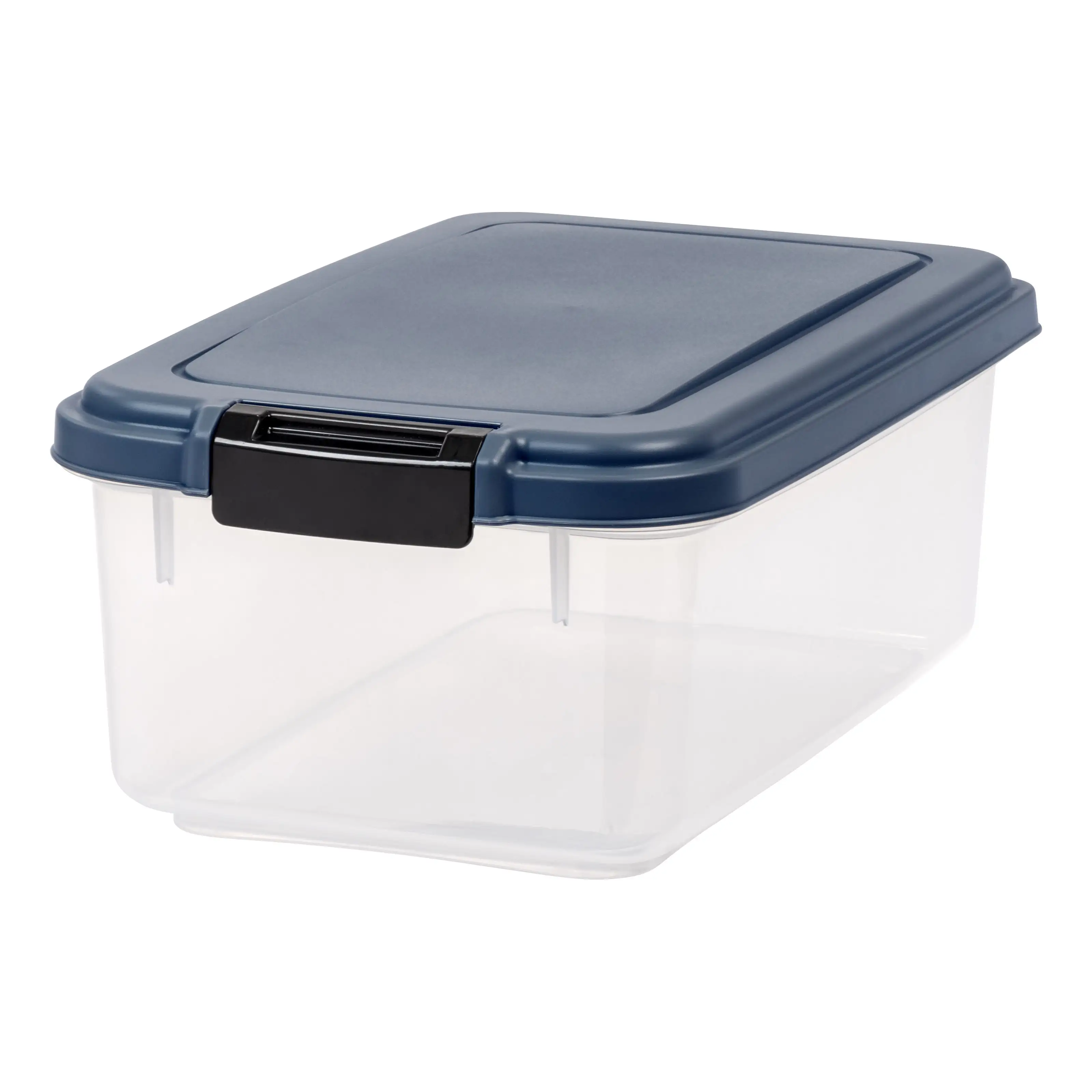 IRIS USA 14 Lbs /15 Qt WeatherPro Airtight Pet Food Storage Container. Dog Cat Bird and Other Pet Food Treats Storage Bin. Keep Fresh. Translucent Body. BPA Free. Stackable. Navy