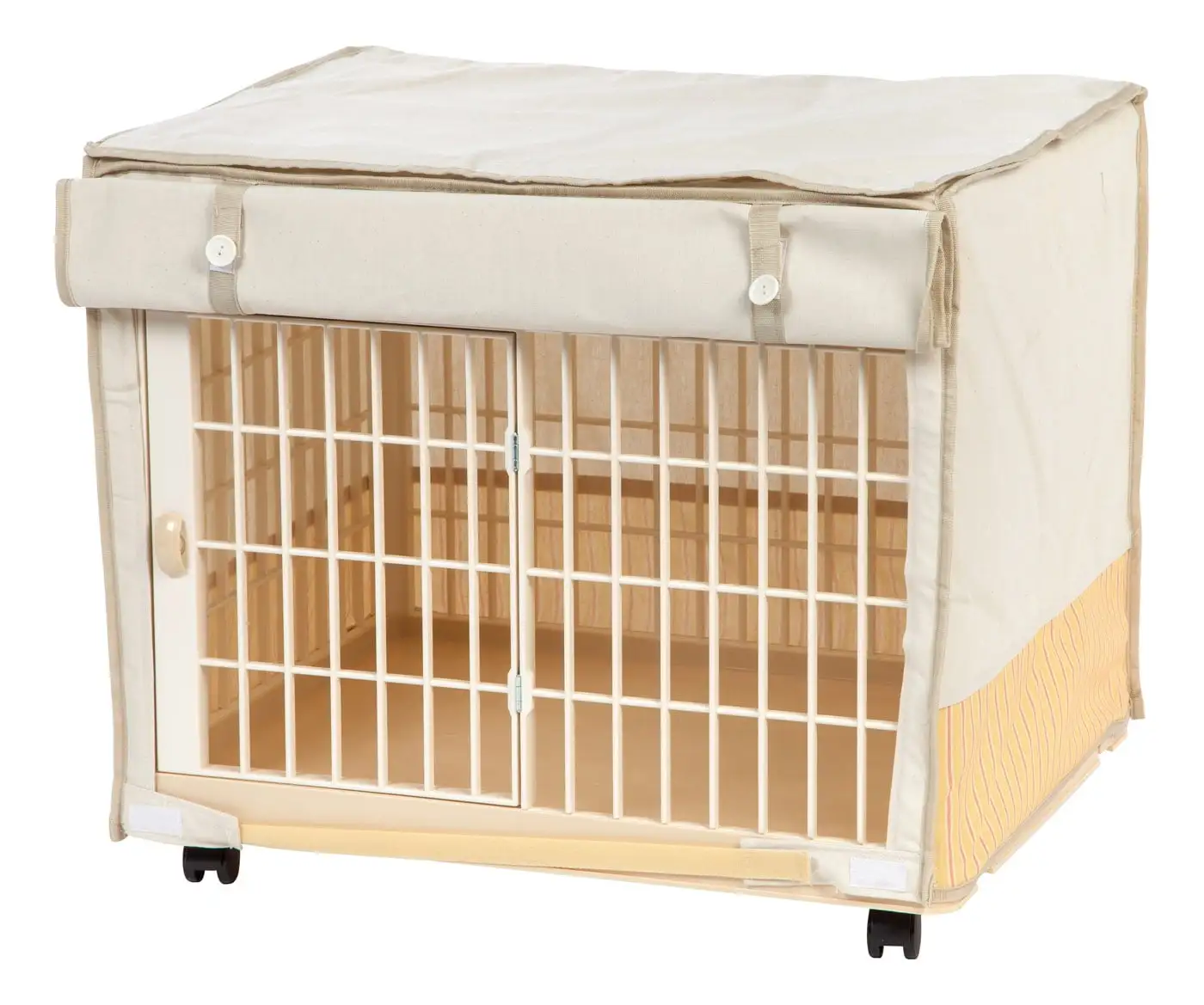 IRIS USA Extra Small Rolling Pet Crate with Cover and Wheels. White