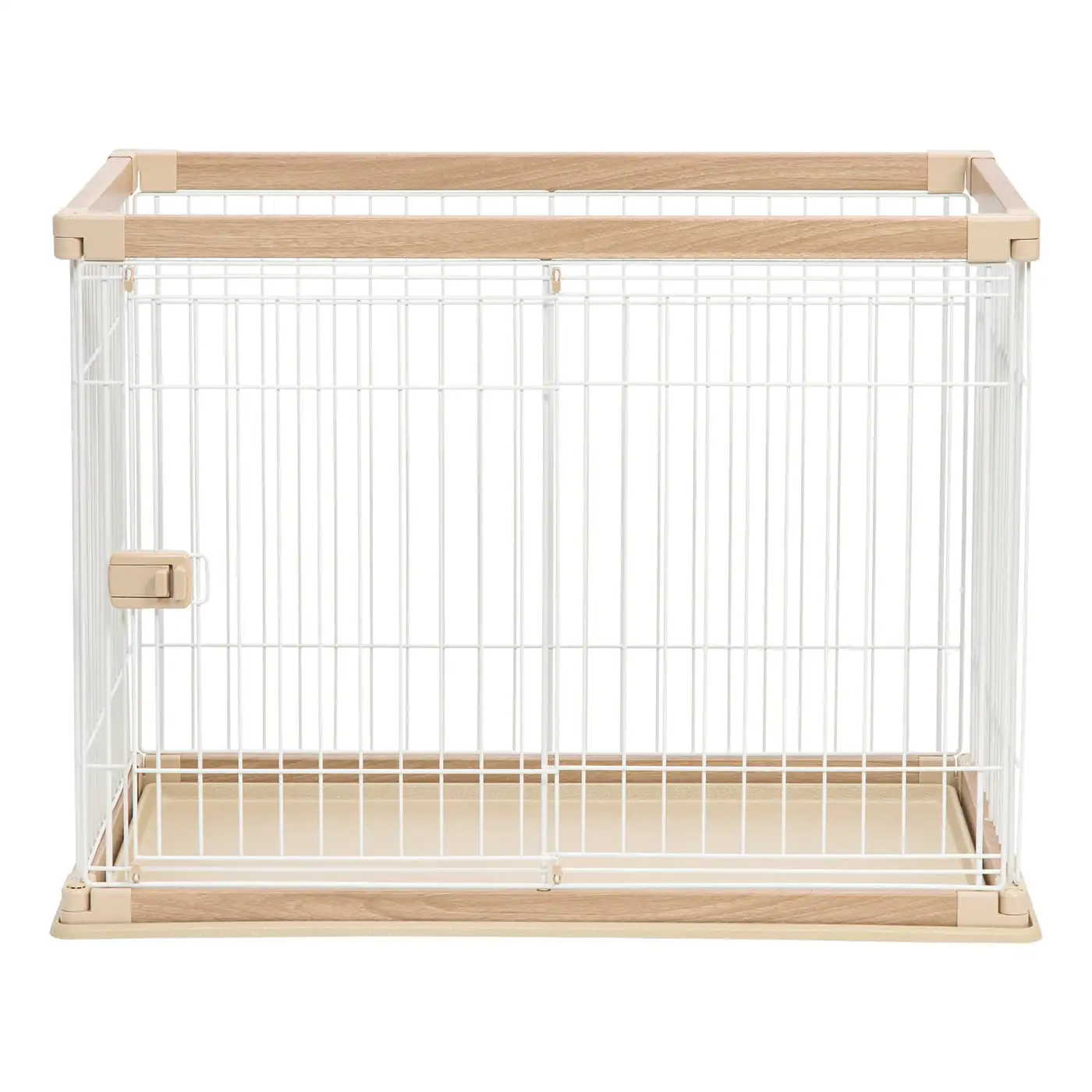 IRIS USA Medium Wire Open Pet Playpen. Crate. Light Brown/White