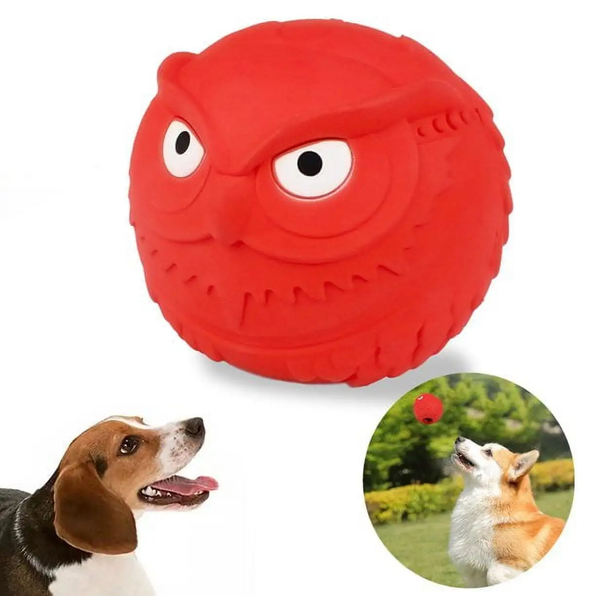 ISENVO Dog Chew Toys for Aggressive Chewers. Squeaky Dog Toys.Cute Owl Dog Teething Chew Toys .Teeth Cleaning Pet Toy. Non-Toxic Durable Natural Rubber for Medium Large Dog