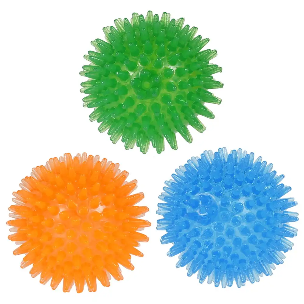 IXTIX 3Pcs Dogs Chew Spiky Ball Soft TPR Squeaky Dog Ball Toys Floatable Dog Pool Toy Reduce Anxiety Toss Fetch Toys for Boredom Teeth Cleaning Dog Chew Toys Interactive Dog Toys for