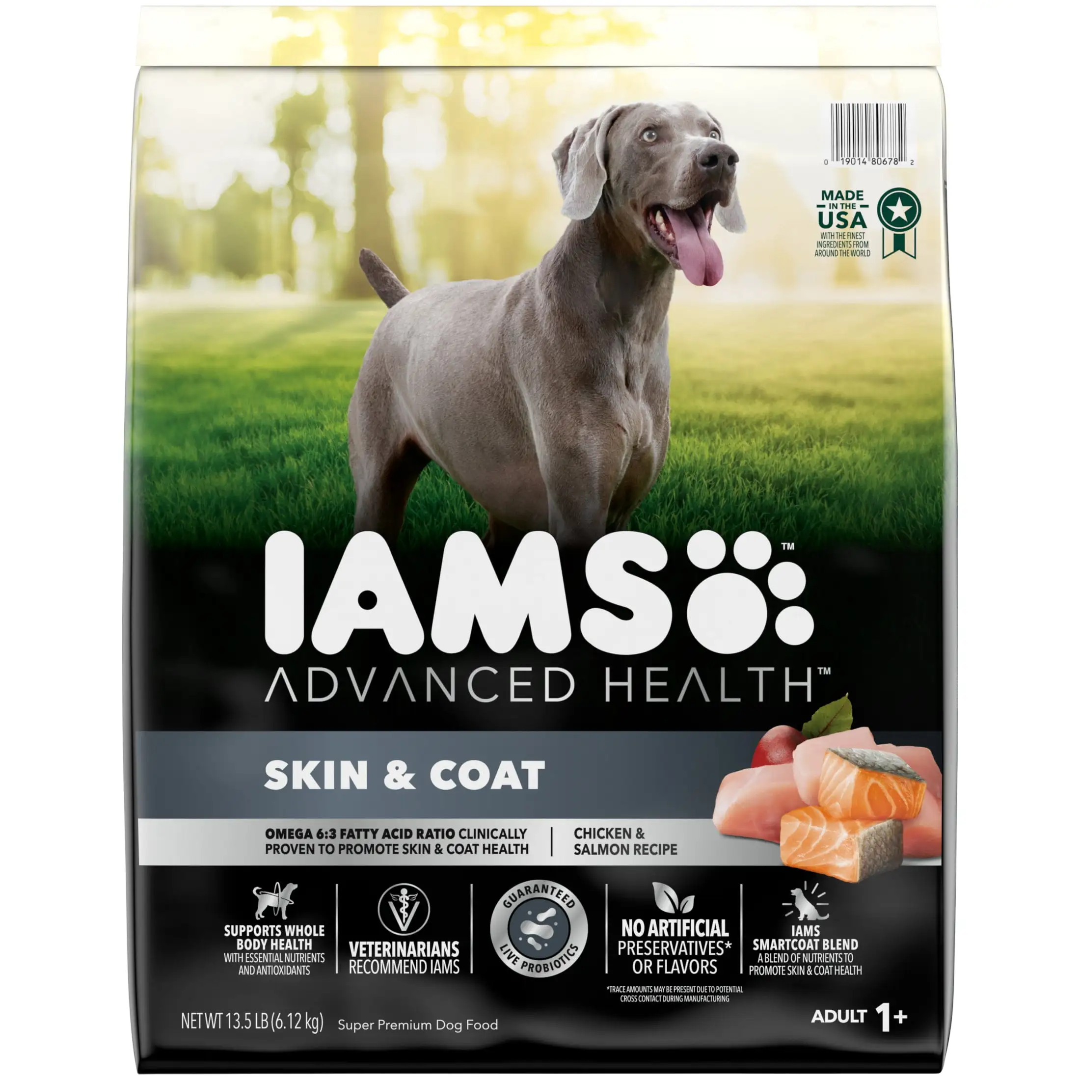 Iams Advanced Health Skin & Coat Chicken And Salmon Recipe Adult Dry Dog Food. 13.5 Lb Bag