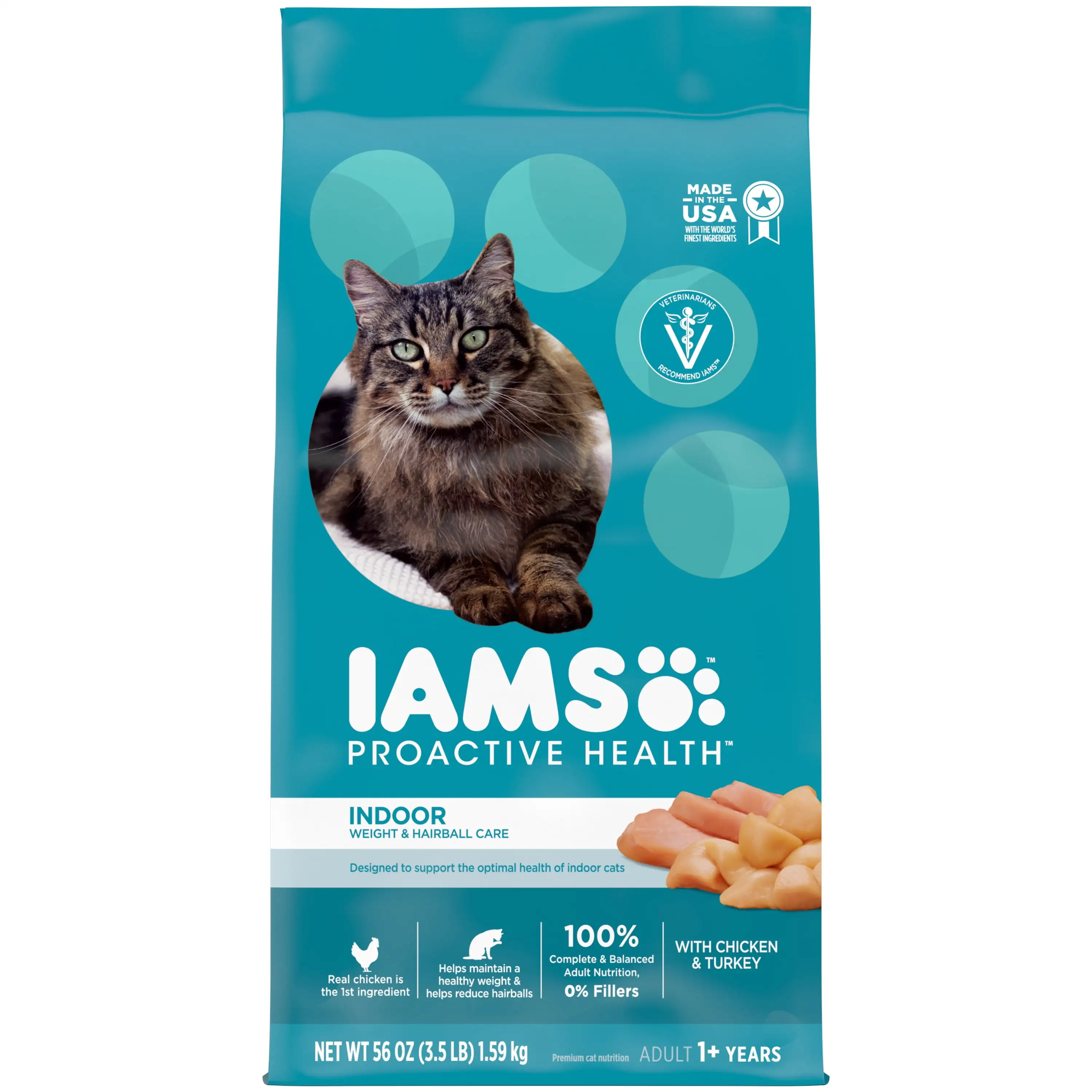 Iams Proactive Health Adult Indoor Weight Control & Hairball Control Dry Cat Food. 3.5 lb Bag