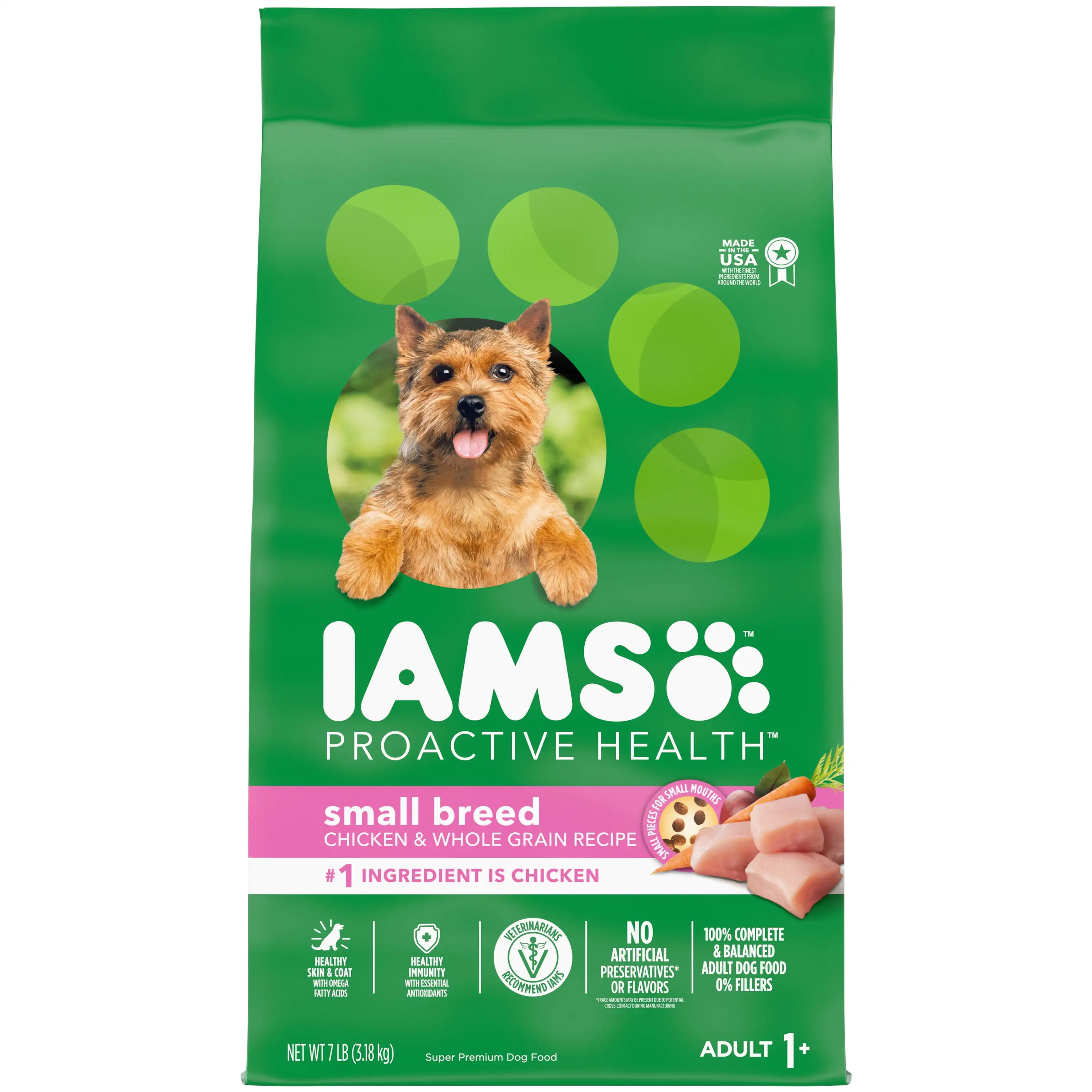 Iams Proactive Health Small Breed Adult Dry Dog Food with Real Chicken. 7 lb Bag