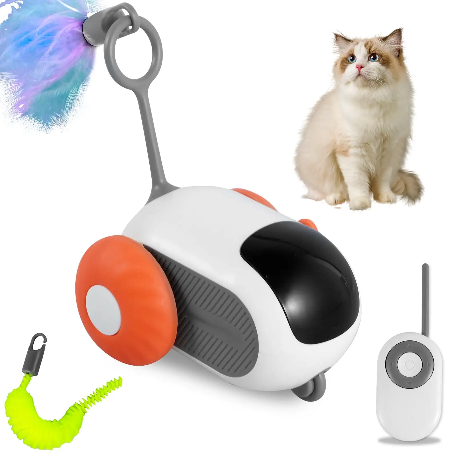 Ikoopy Interactive Cat Toys Remote Control Cat Toy USB Rechargeable Automatic Cat Toys with Obstacle Avoidance Intelligent Remote Control Dual Mode Smart Electric Cat Toy