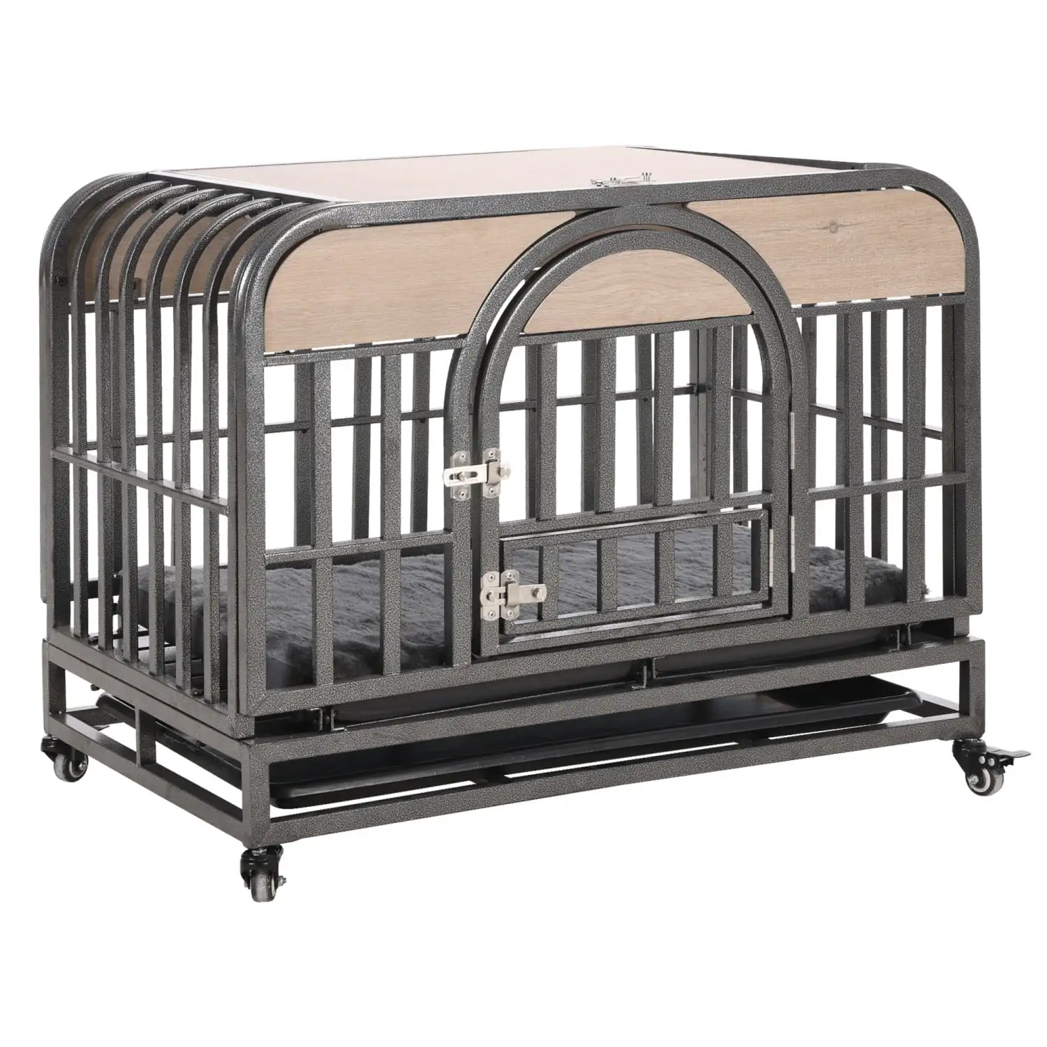 Immere 32in Heavy Duty Dog Crate Furniture-StyleDog Kennel with Removable Trays and Anxiety-Relief Wheels