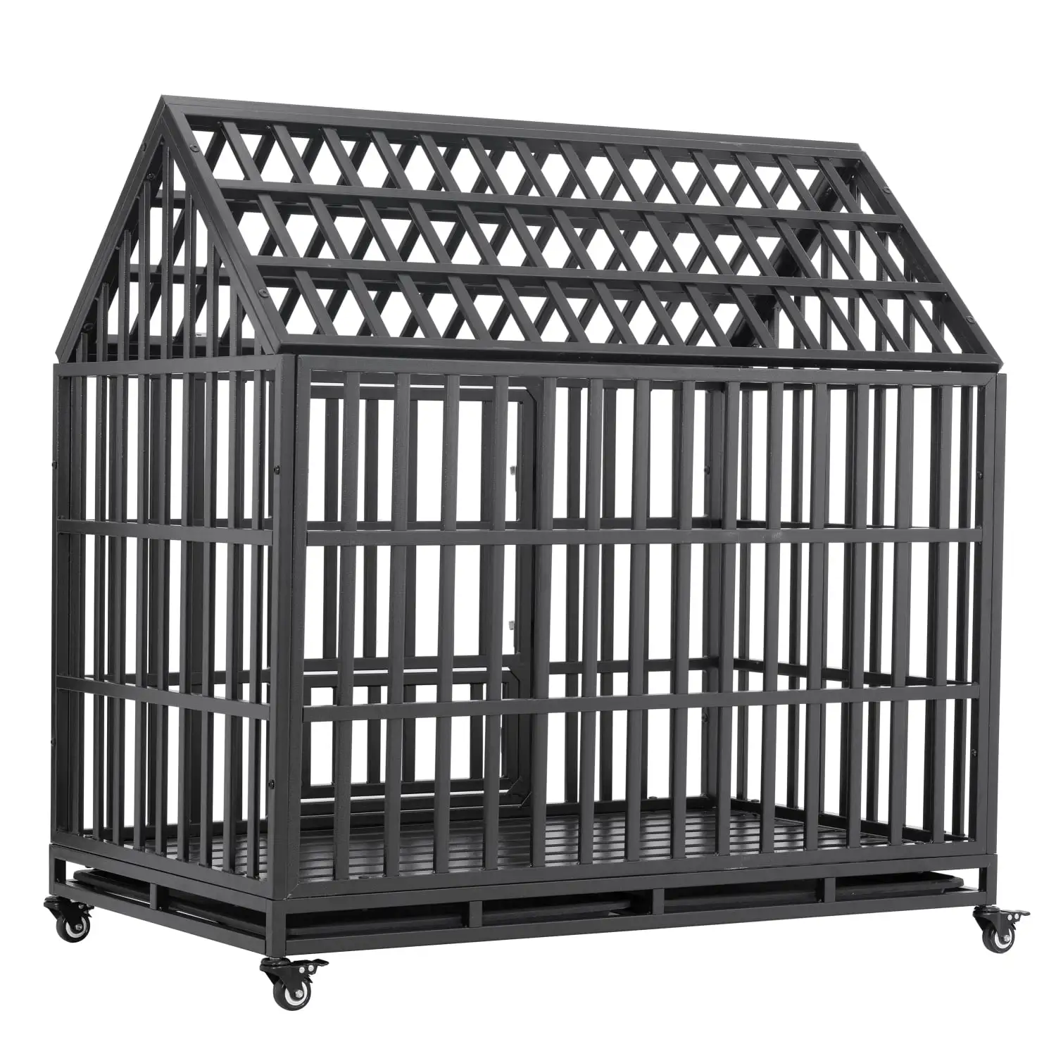 Immere 48/47 Inch Heavy-Duty Indestructible Dog Cage Kennel: Pet Crate with Roof & Window on Roof